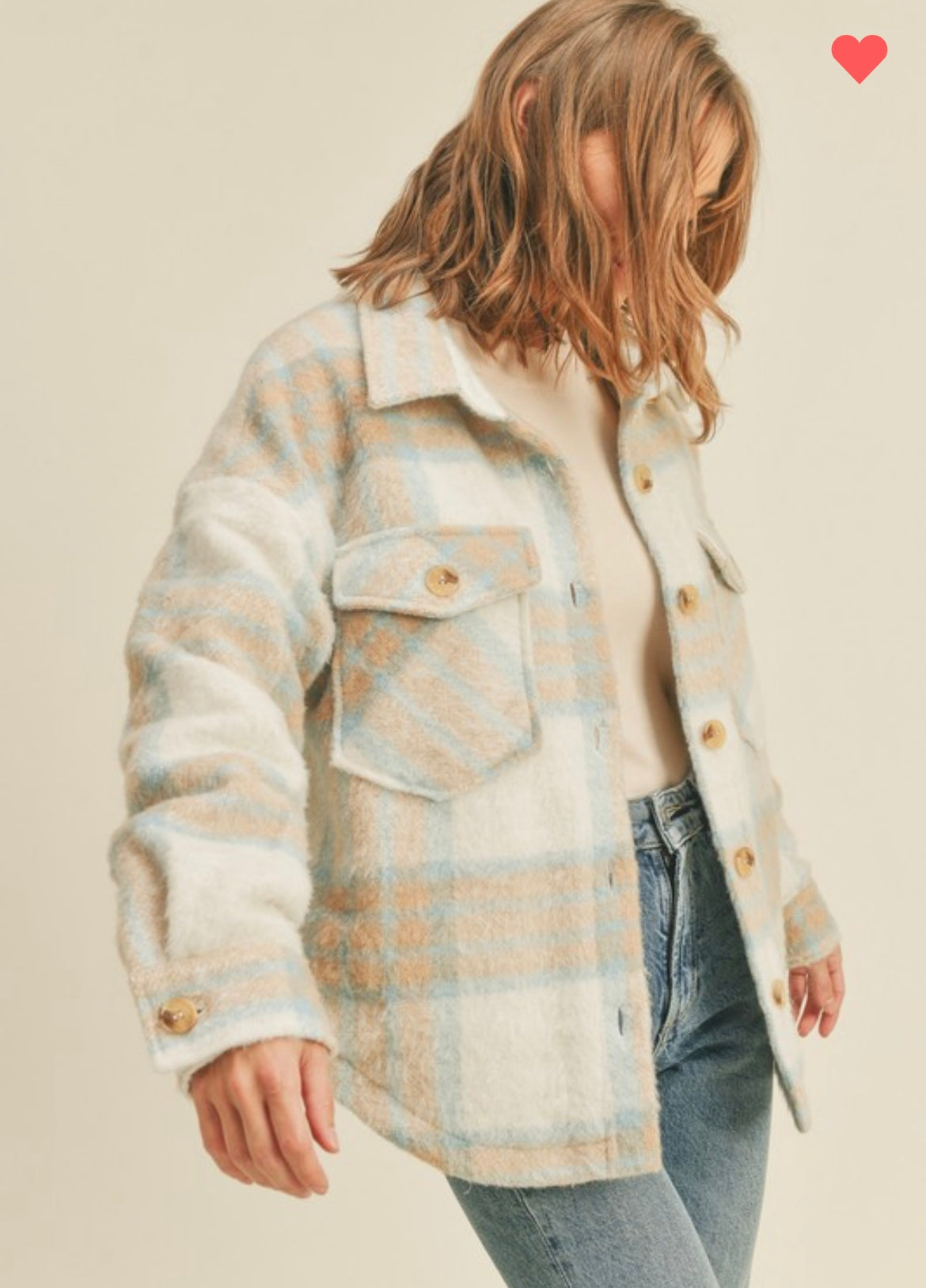Falling Flurries Plaid Jacket - Sky Blue
