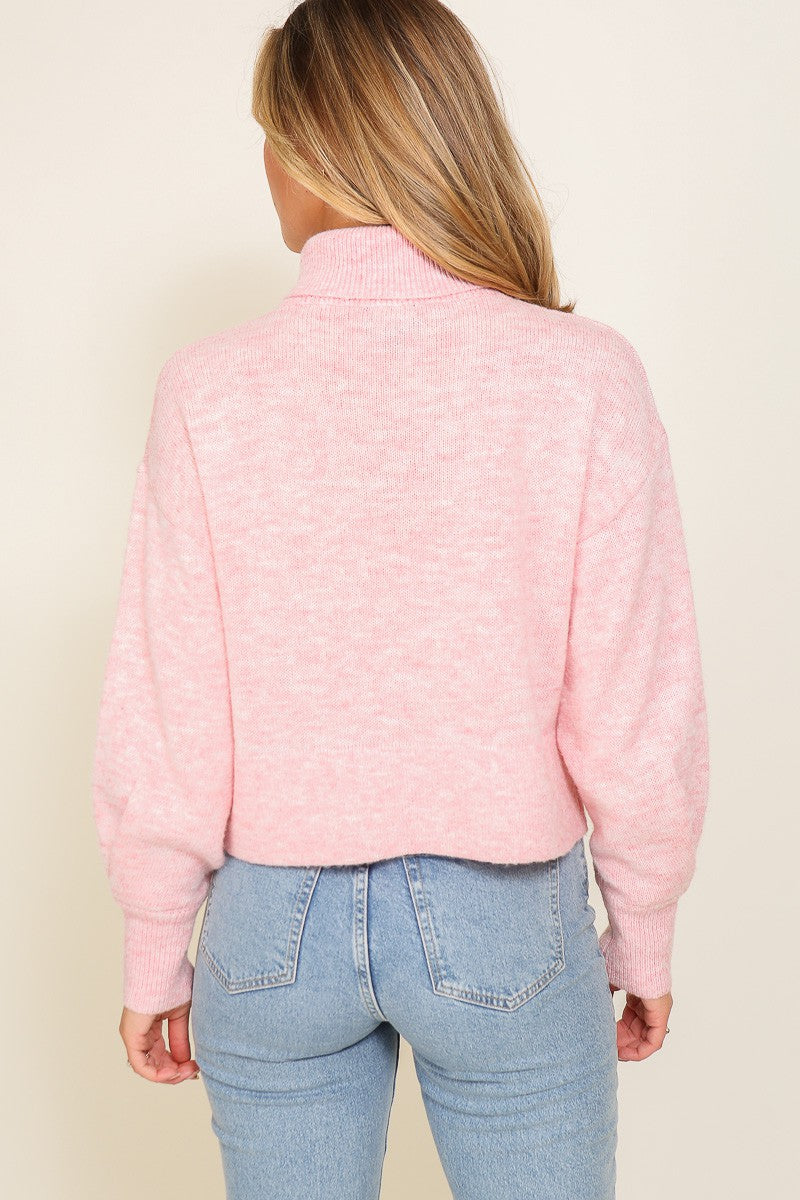 Ballerina Slippers Turtleneck Sweater - Pink