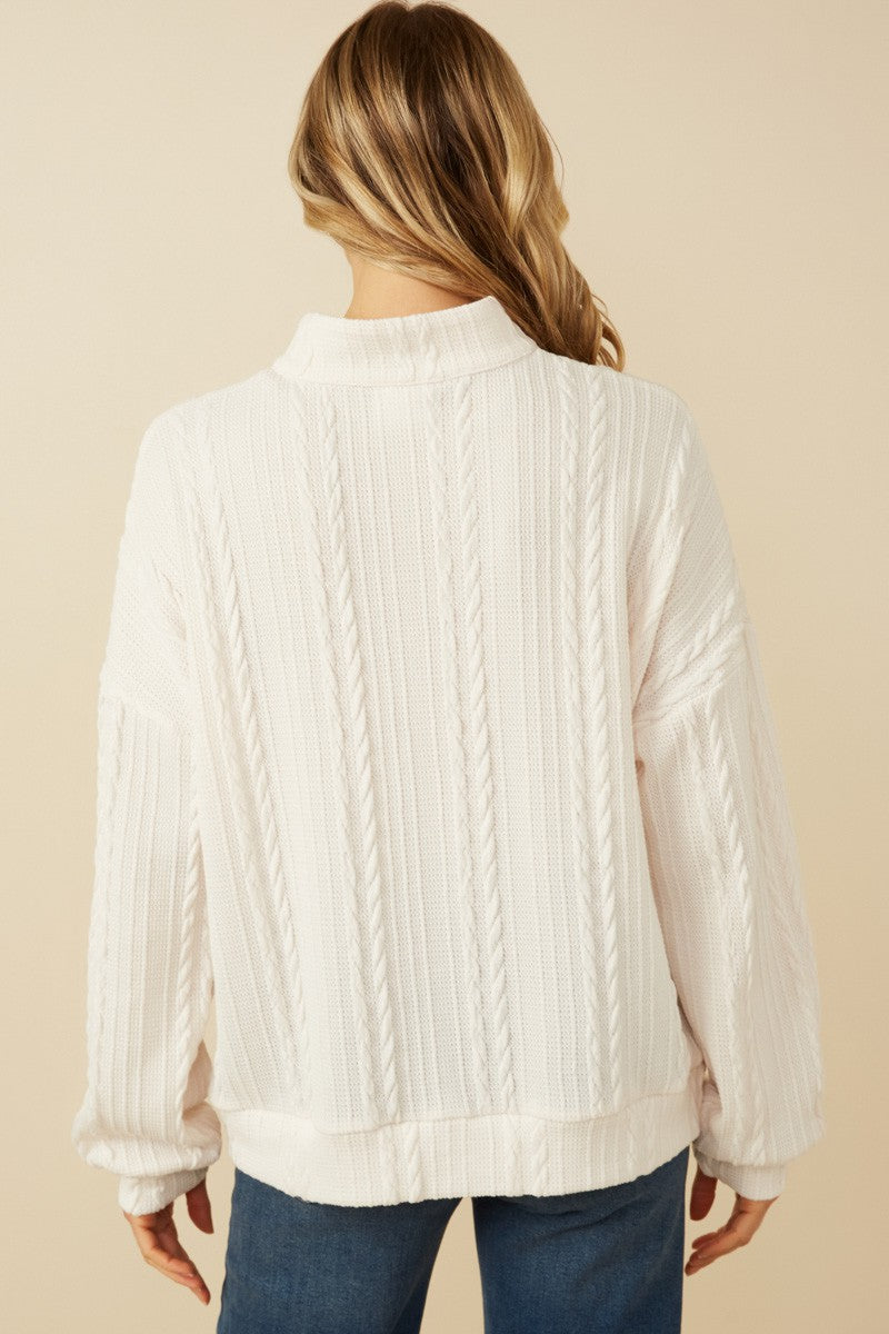 Cabin Crush Cable Knit Sweater - Ivory