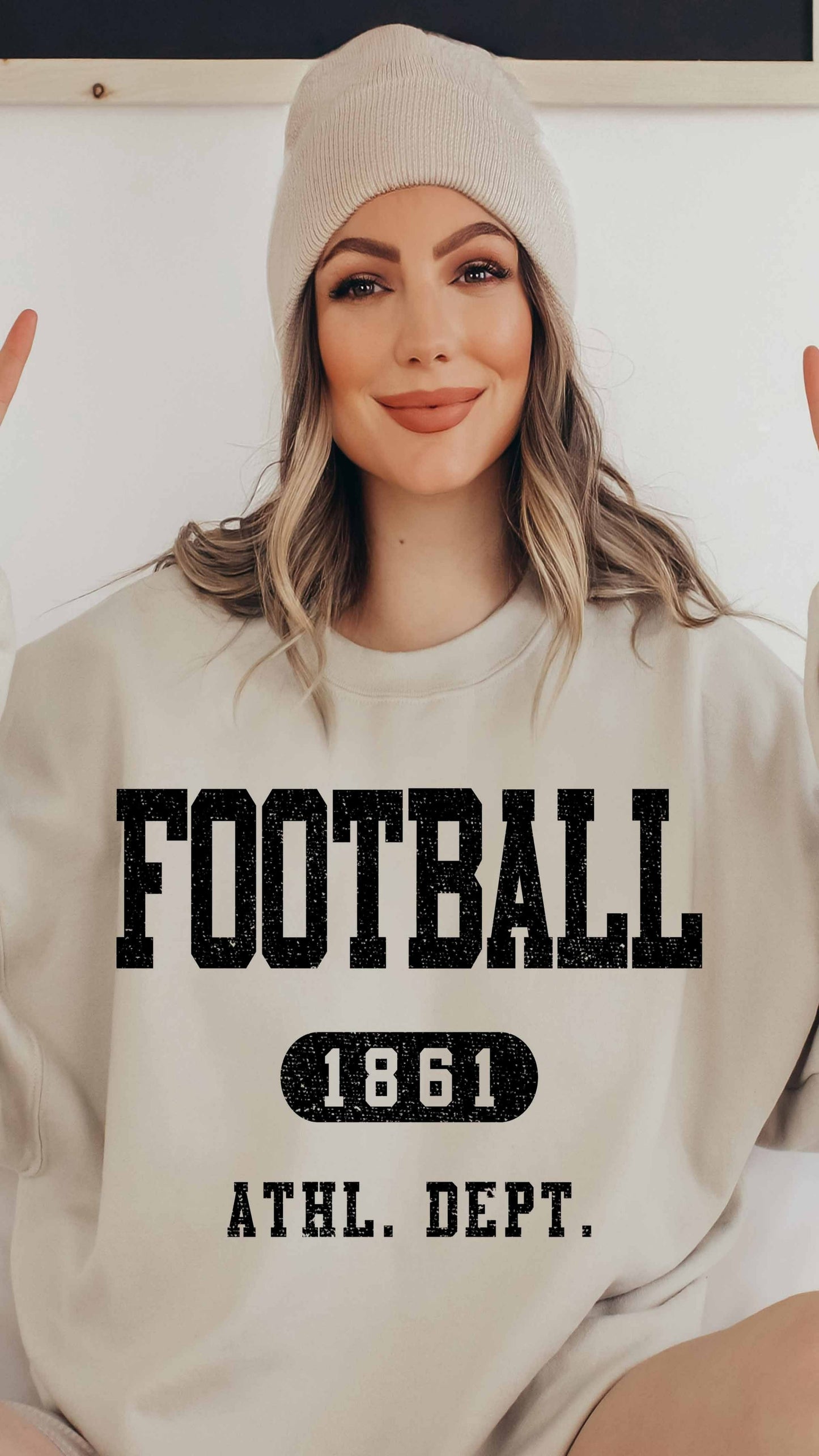 Football Graphic Sweatshirt - Sand