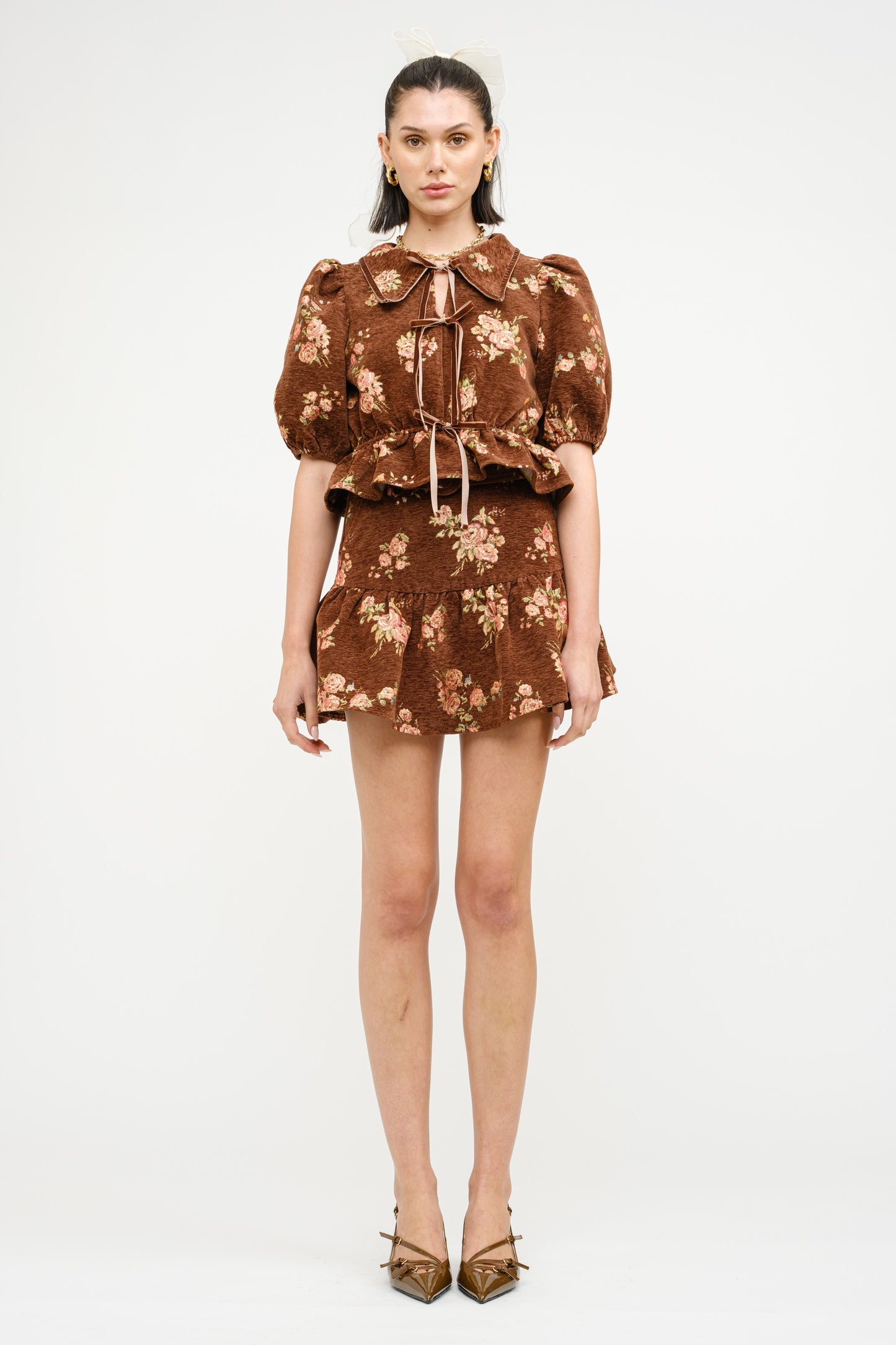 Merlot by the Tree Blouse - Dark Brown