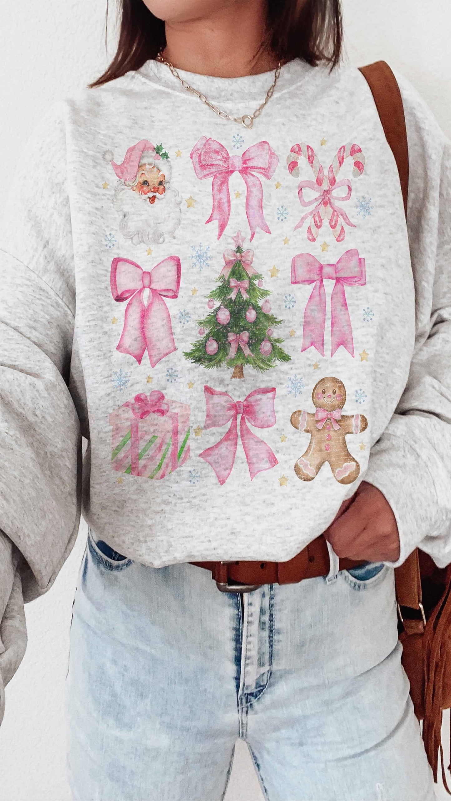 Very Merry Pink Christmas Graphic Sweatshirt - Ash
