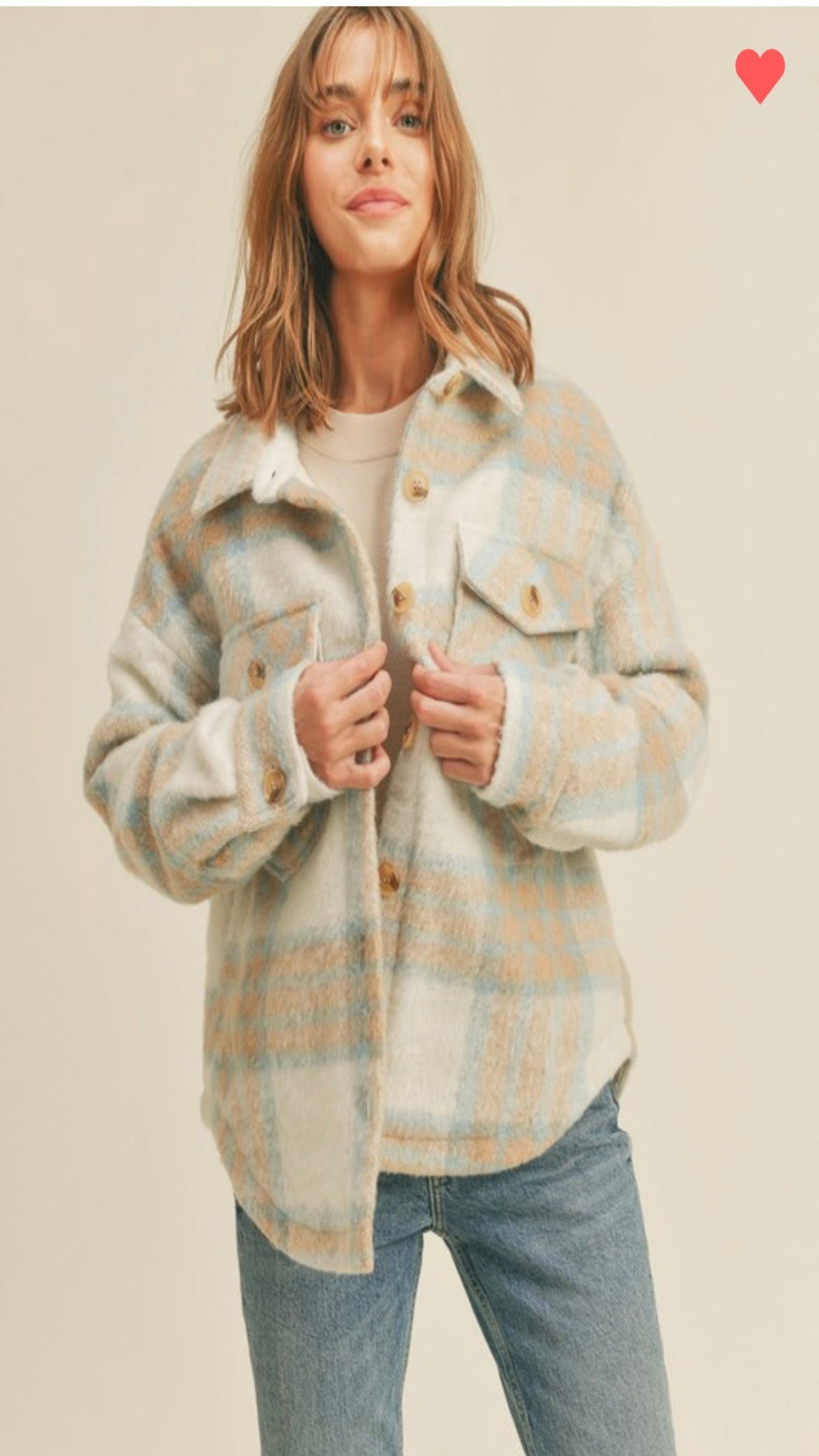 Falling Flurries Plaid Jacket - Sky Blue