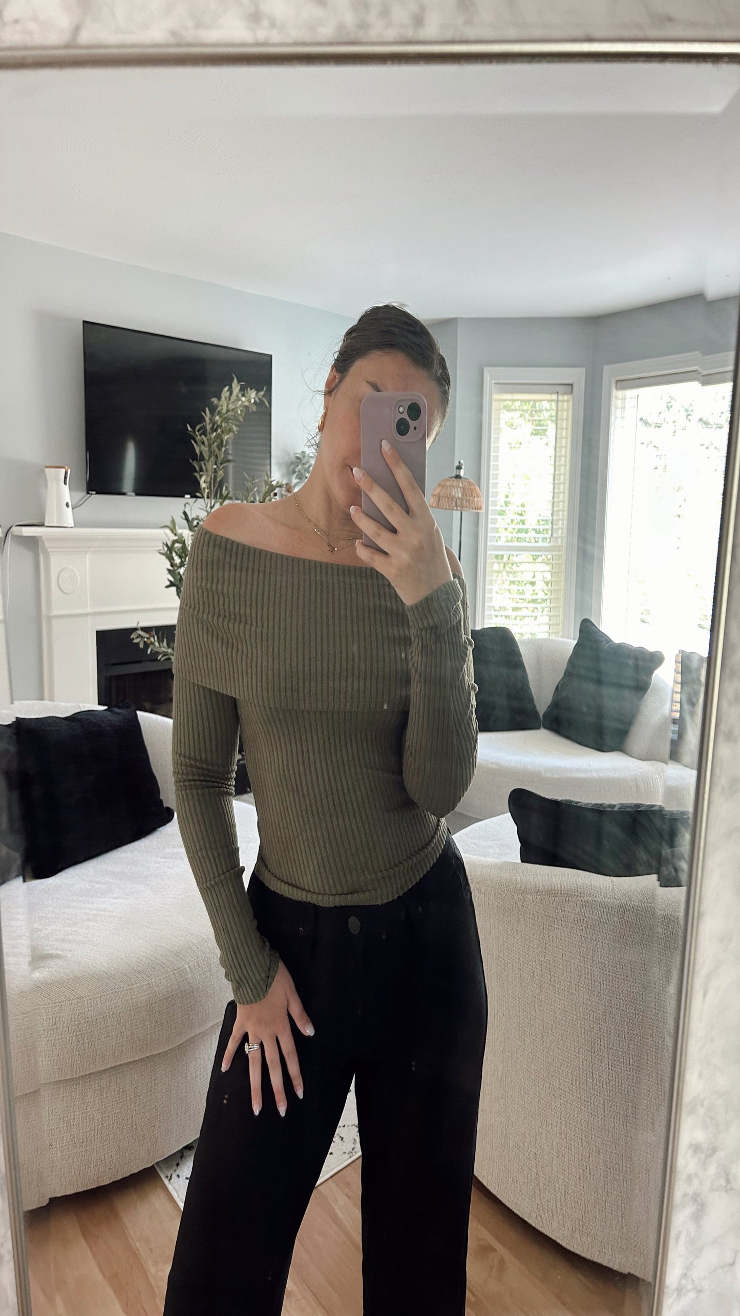 Bailey Off the Shoulder Top - Olive