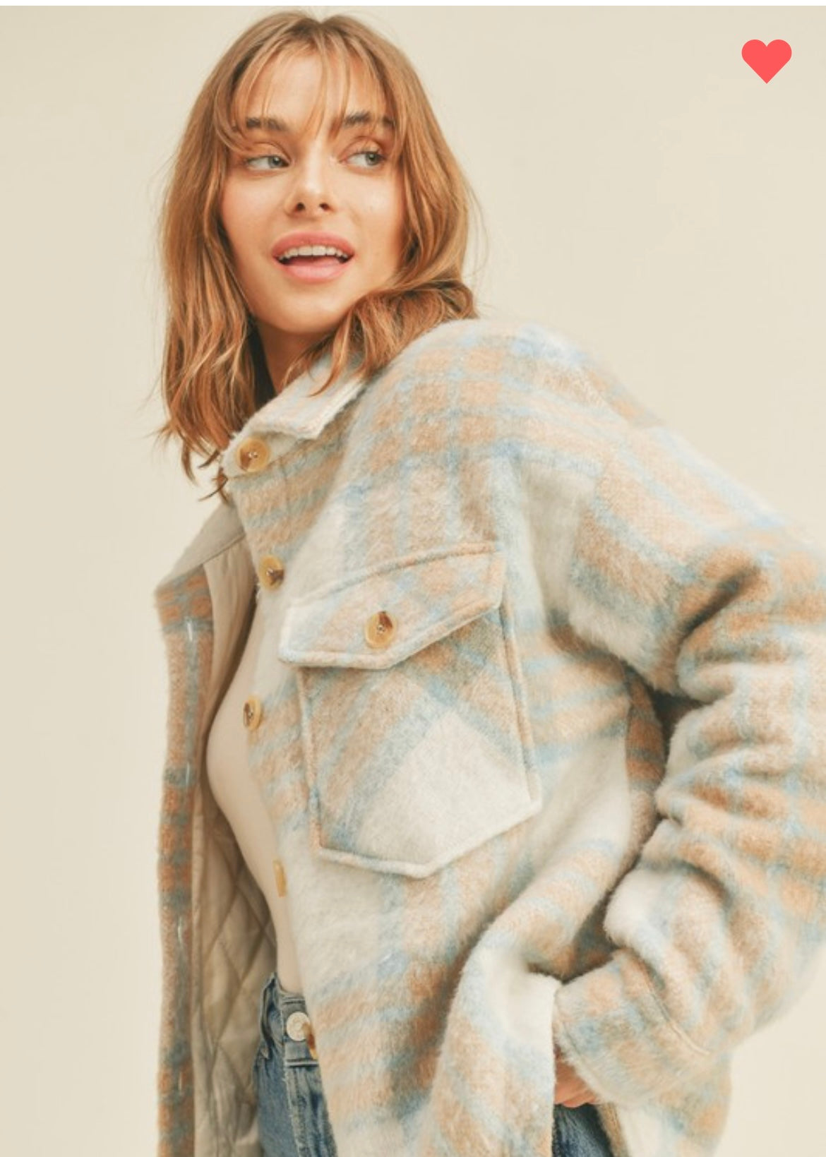 Falling Flurries Plaid Jacket - Sky Blue