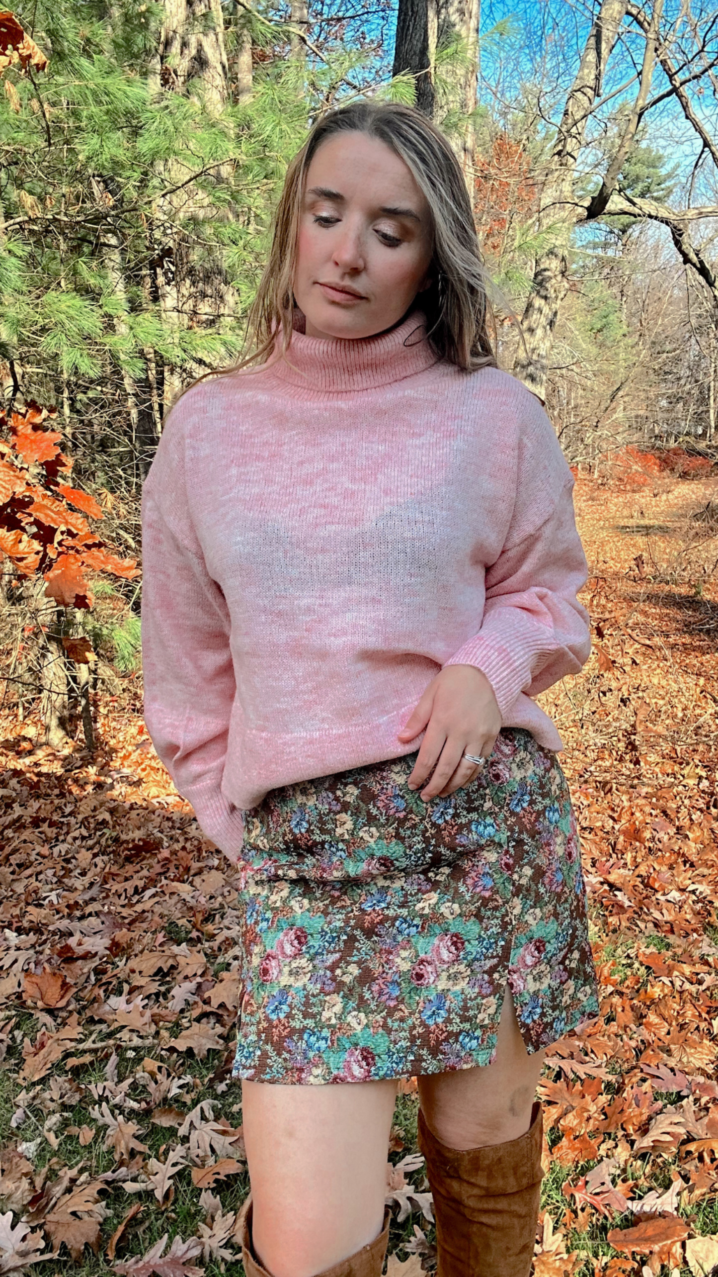 Ballerina Slippers Turtleneck Sweater - Pink