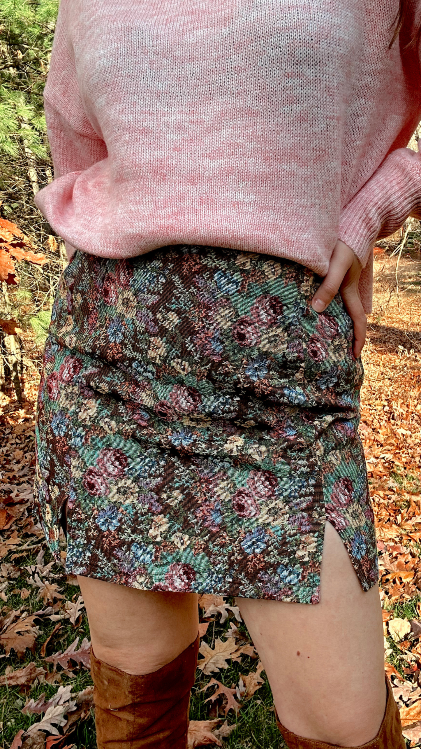 Gingerbread Bakery Jacquard Skirt - Chocolate