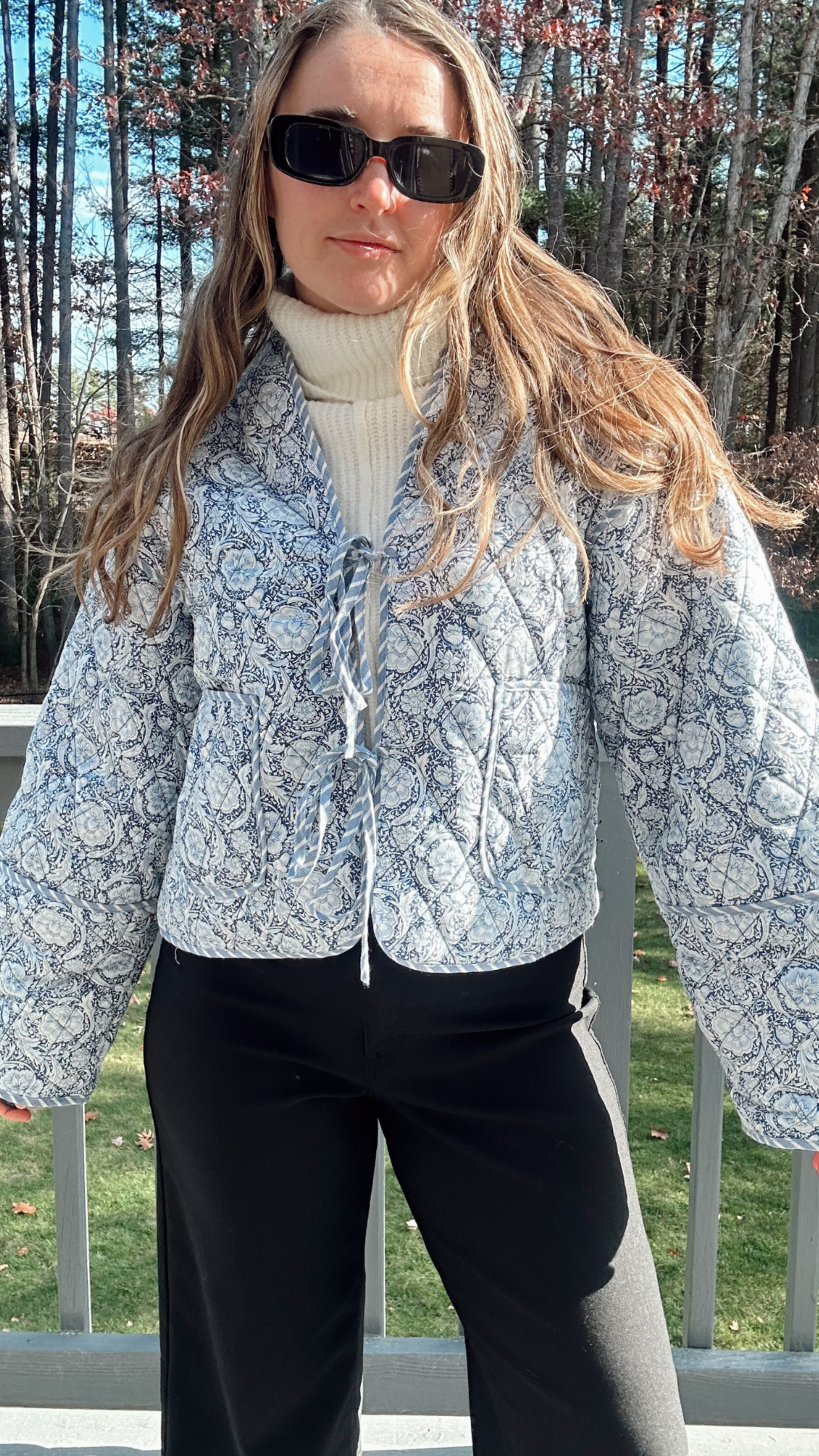 Lakeside Morning Floral Padded Jacket - Blue