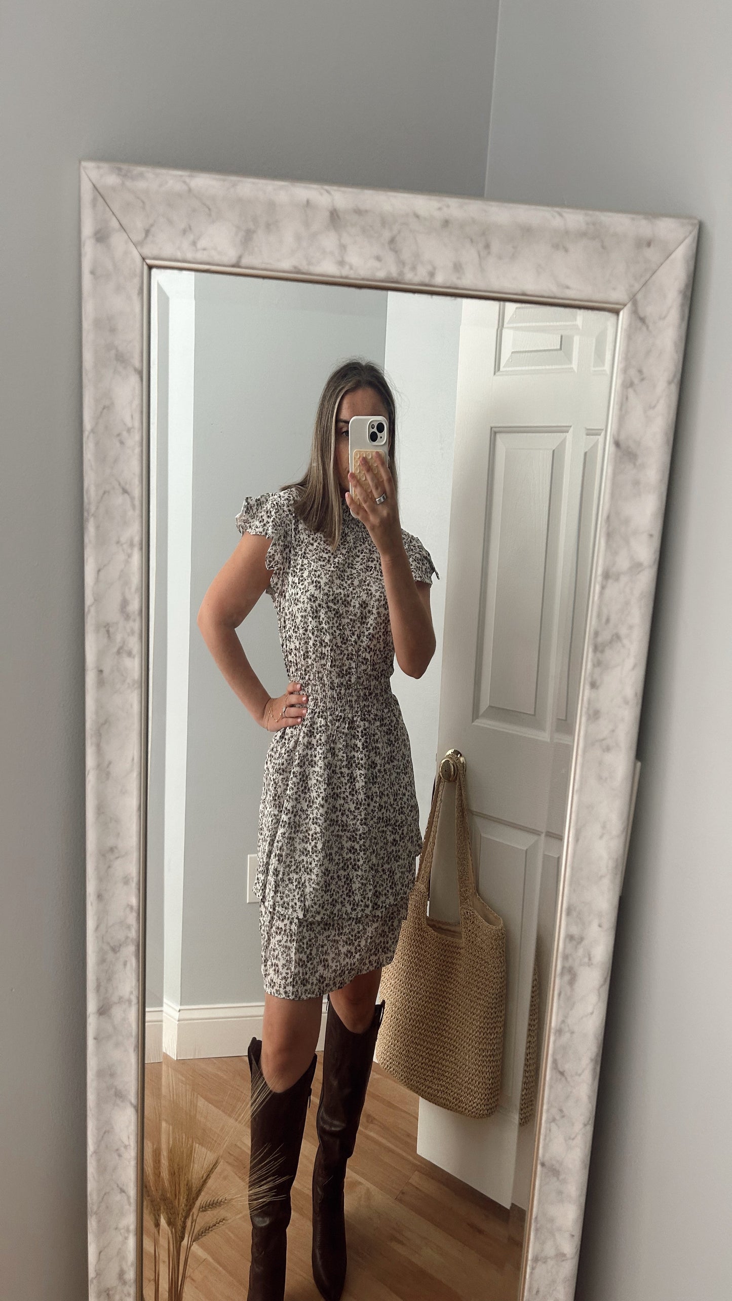 Fall Vineyard Floral Dress - Ivory
