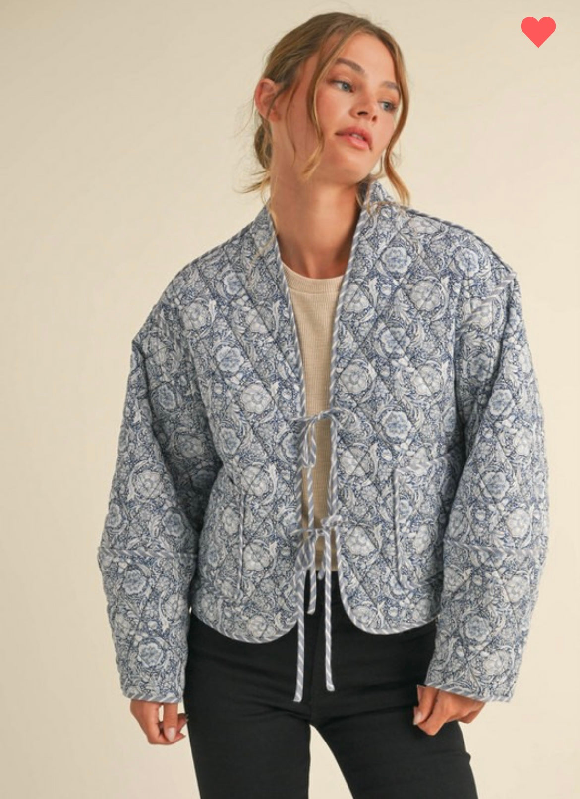 Lakeside Morning Floral Padded Jacket - Blue