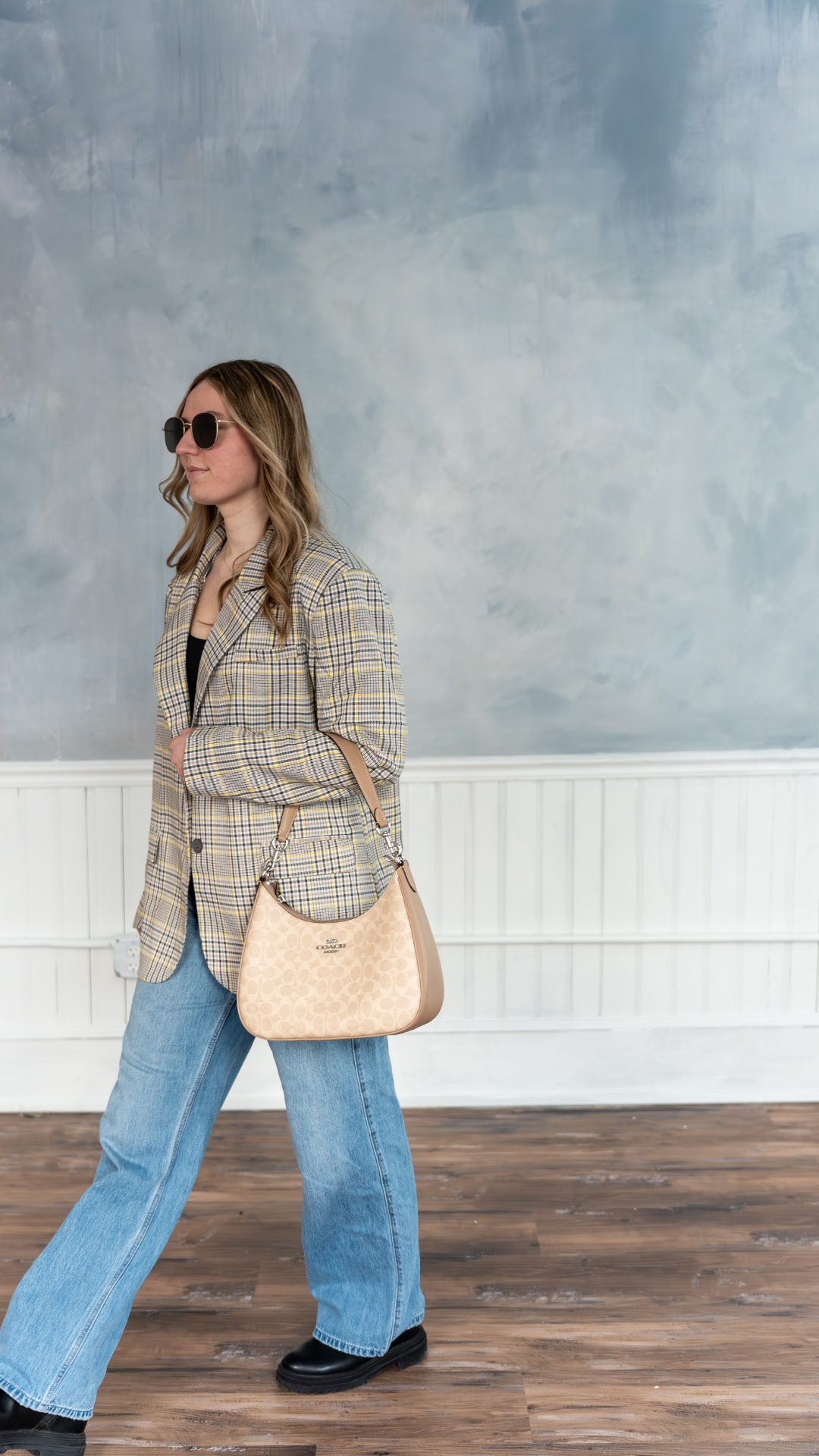 Coffee Break Plaid Blazer - Black