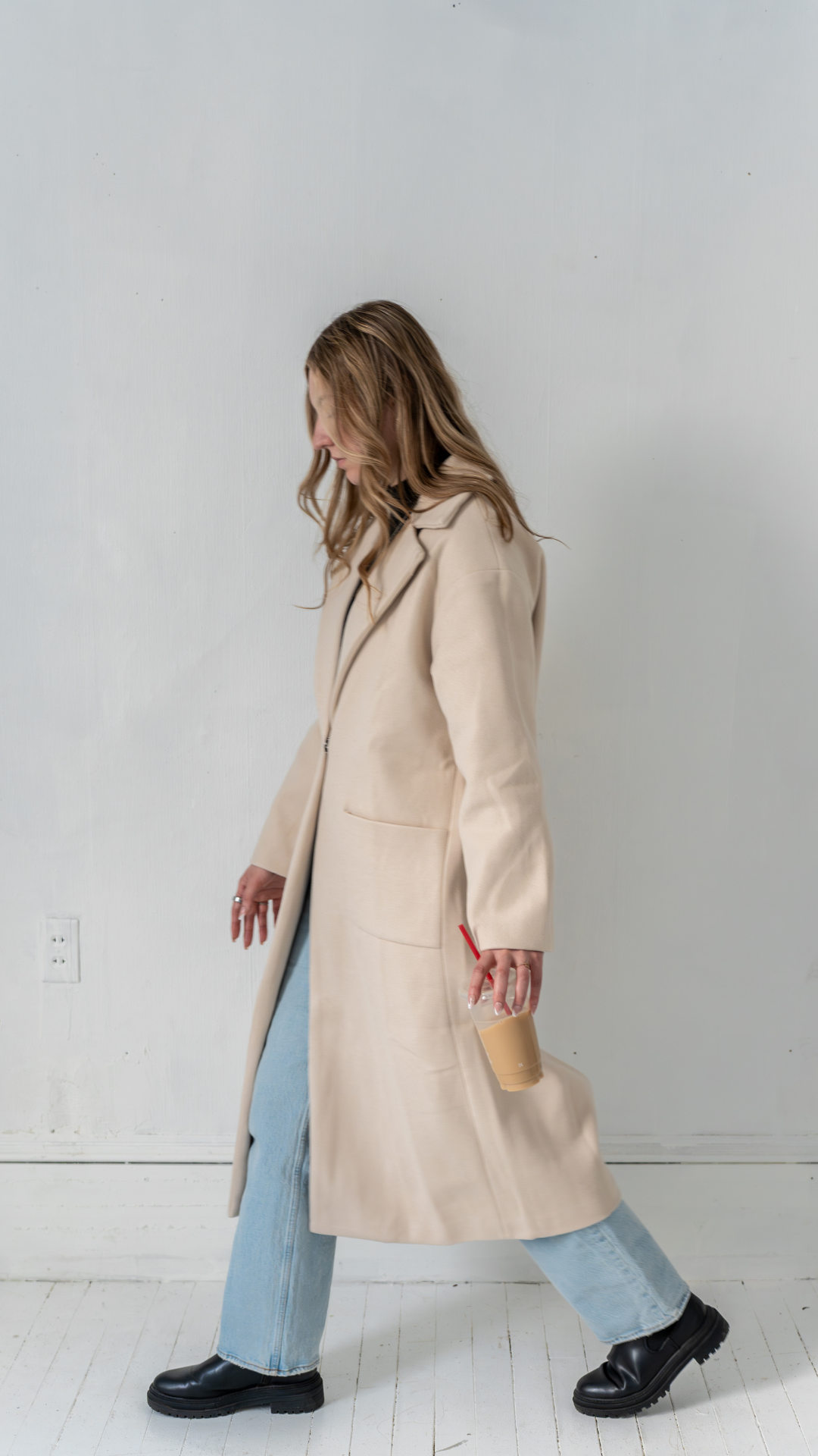 The Essentials Longline Solid Coat - Oatmeal