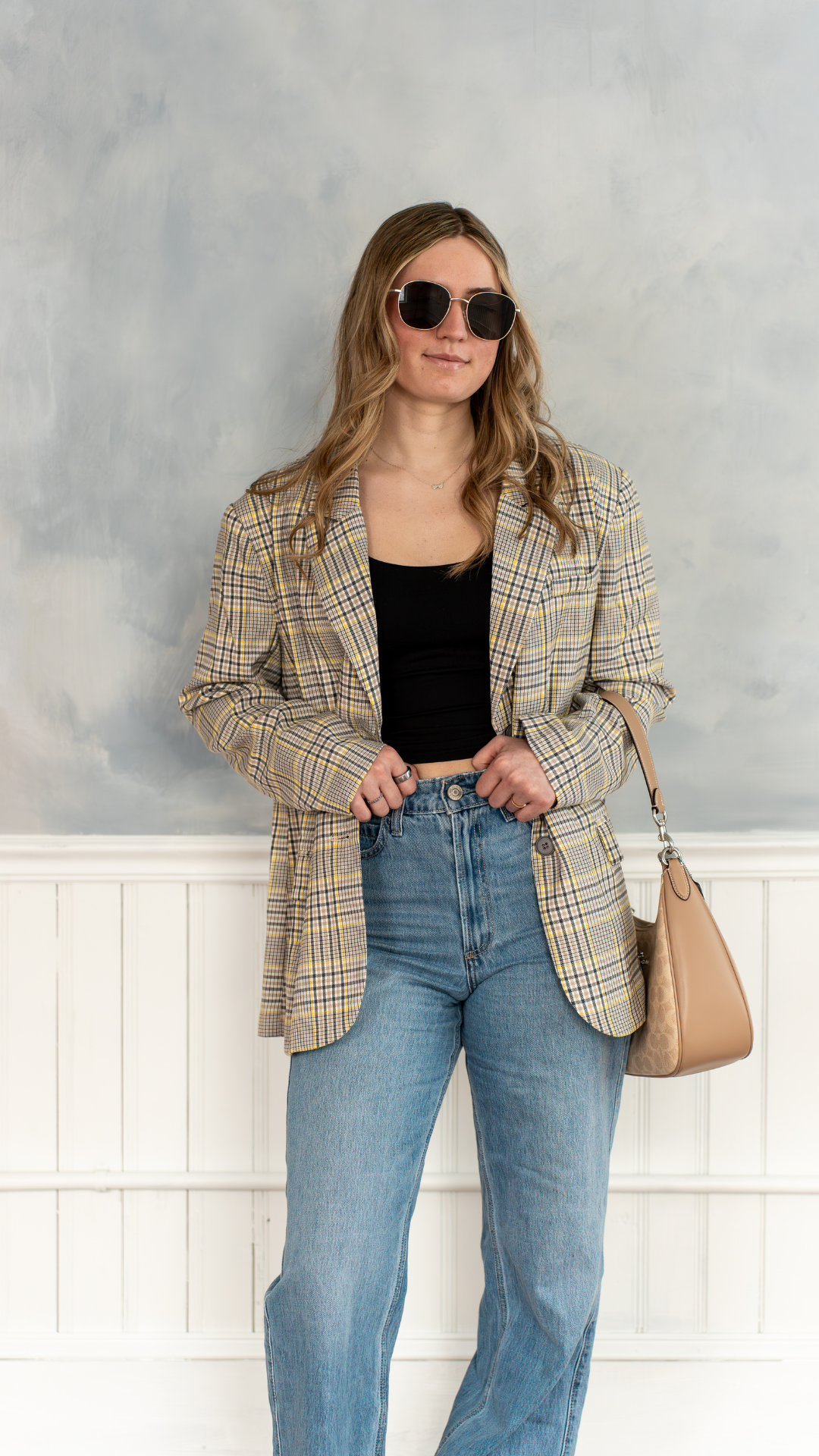 Coffee Break Plaid Blazer - Black