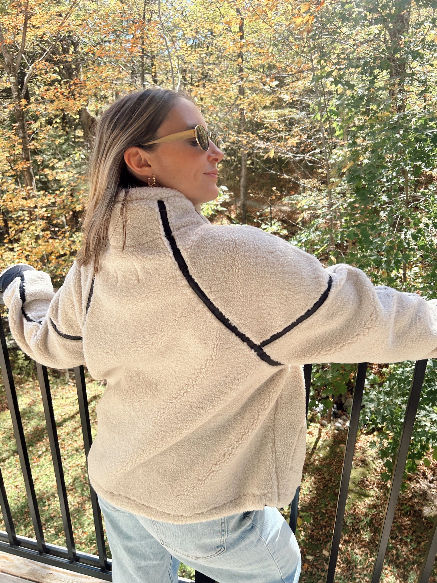 Vermont Cabin Fleece Pullover - Oatmeal/Black