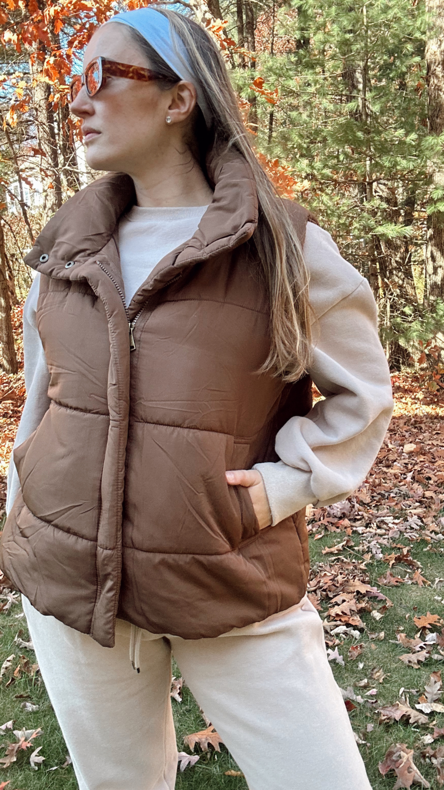 Reece Puffer Vest - Brown