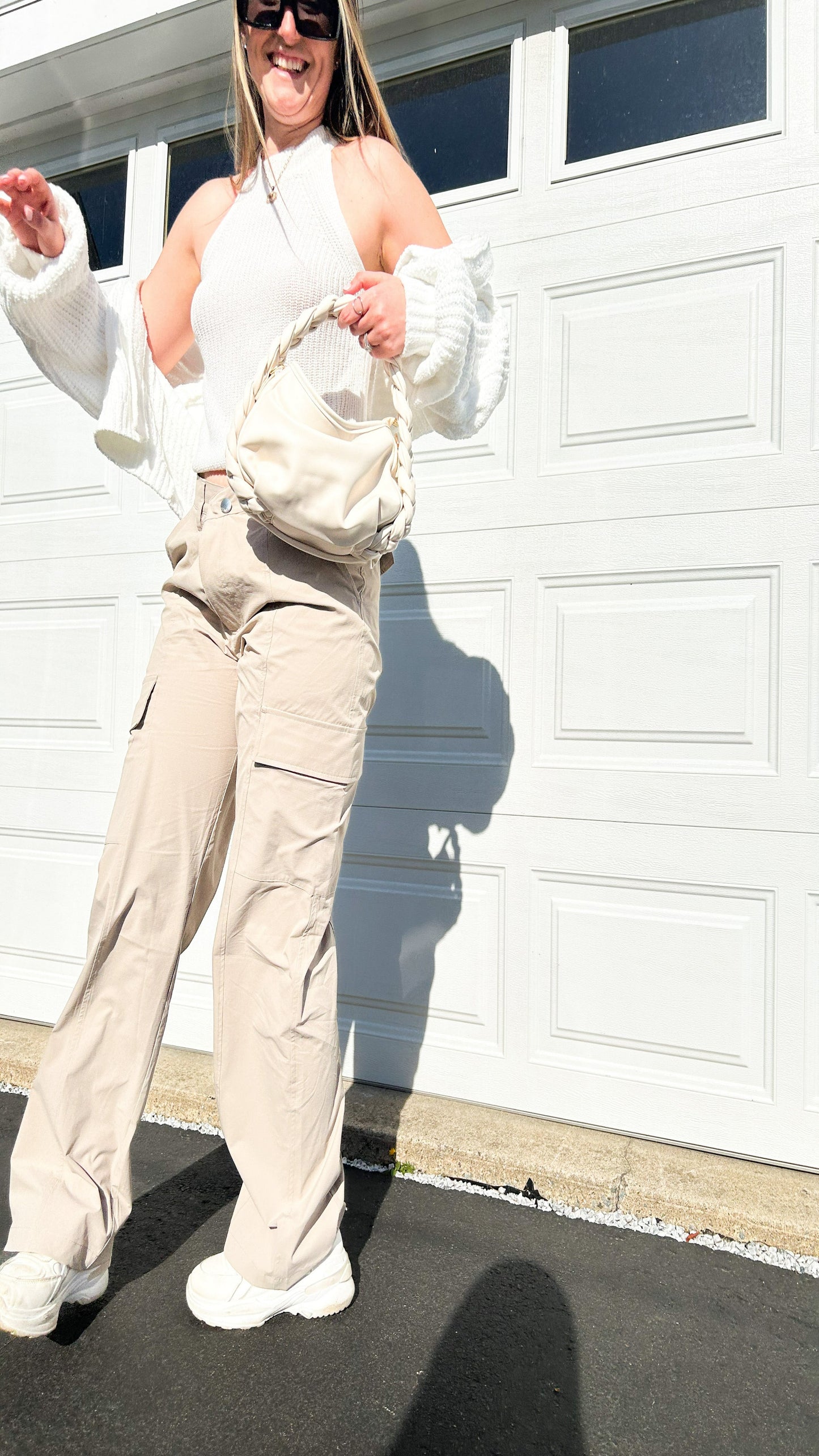 Katelynn Faux Leather Braid Twist Handle Bag - Ivory