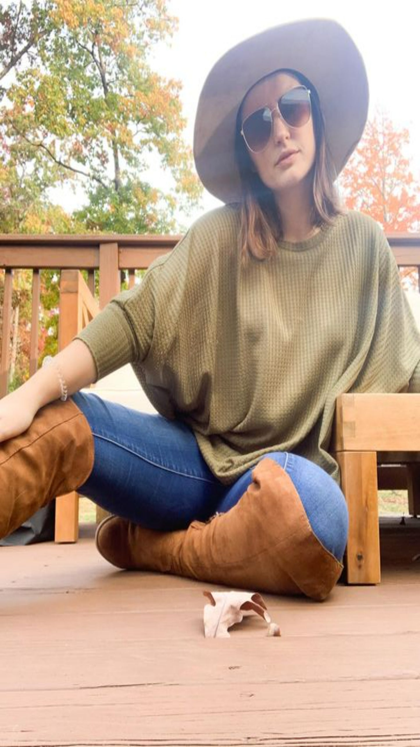 So Posh Waffle Knit Top - Olive