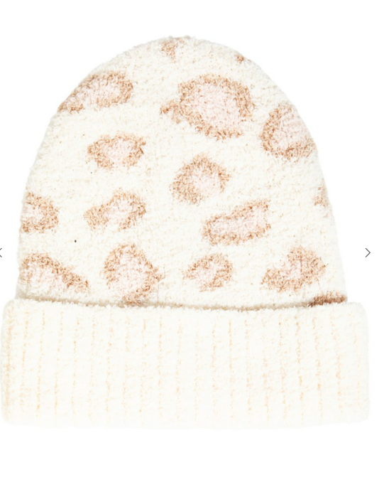 By the Fireplace Beanie -Cheetah Blush