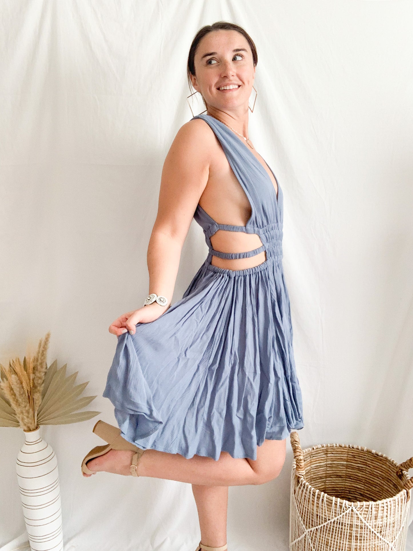 Athens Awaits Dress - Denim Blue