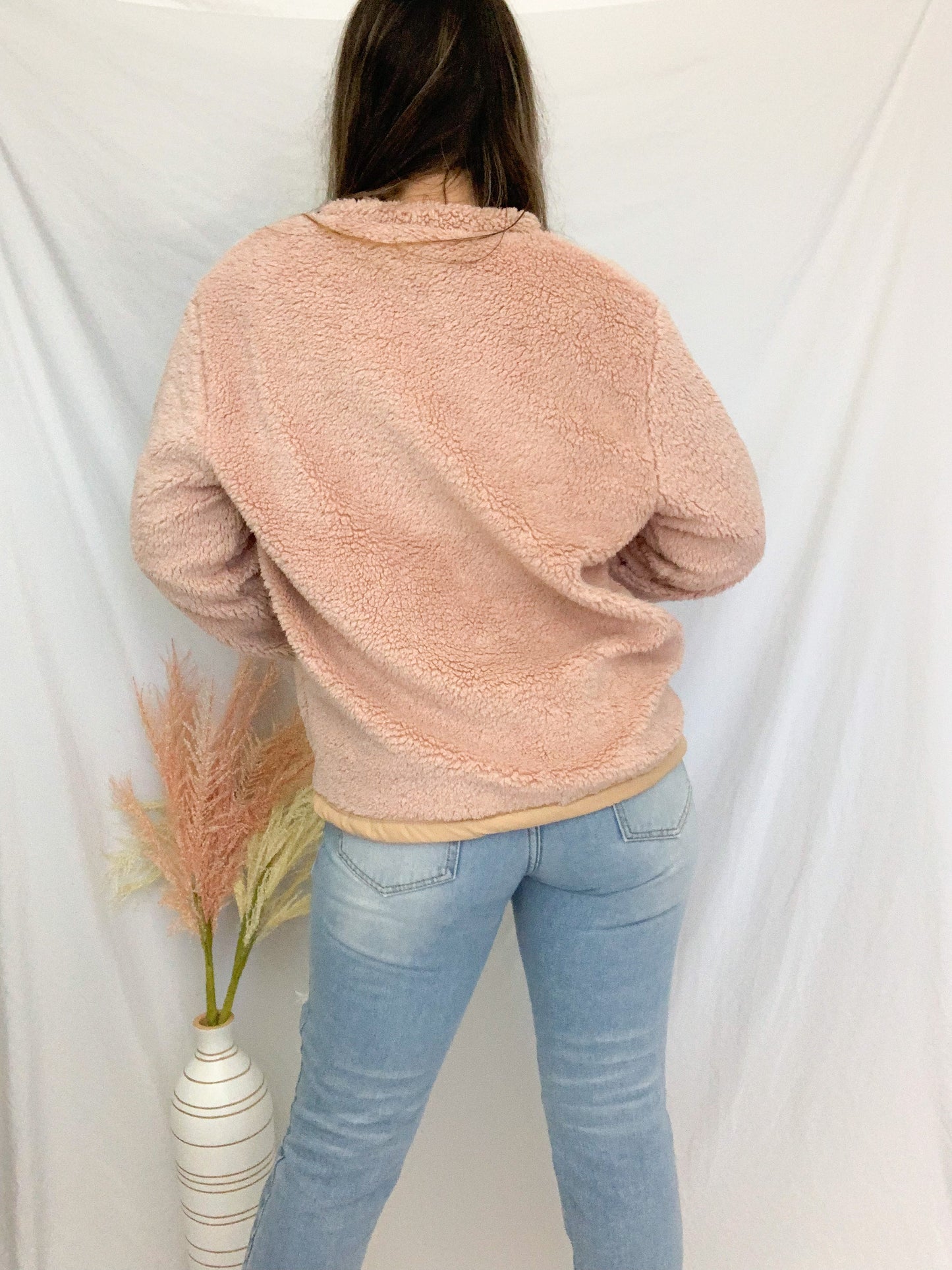 Kody Reversible Sherpa Jacket - Pink/Taupe