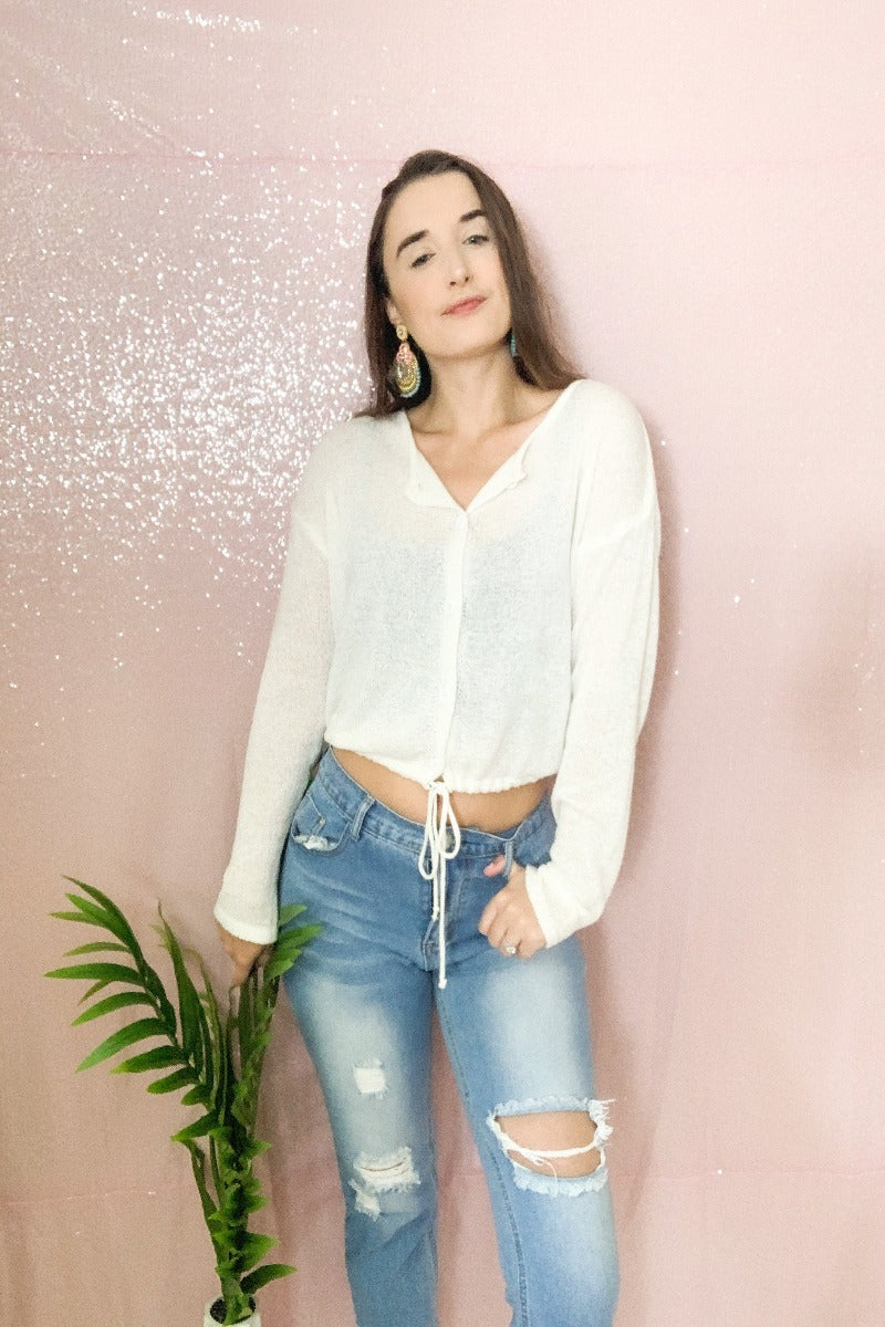 Espresso Run Crop Sweater - Off White