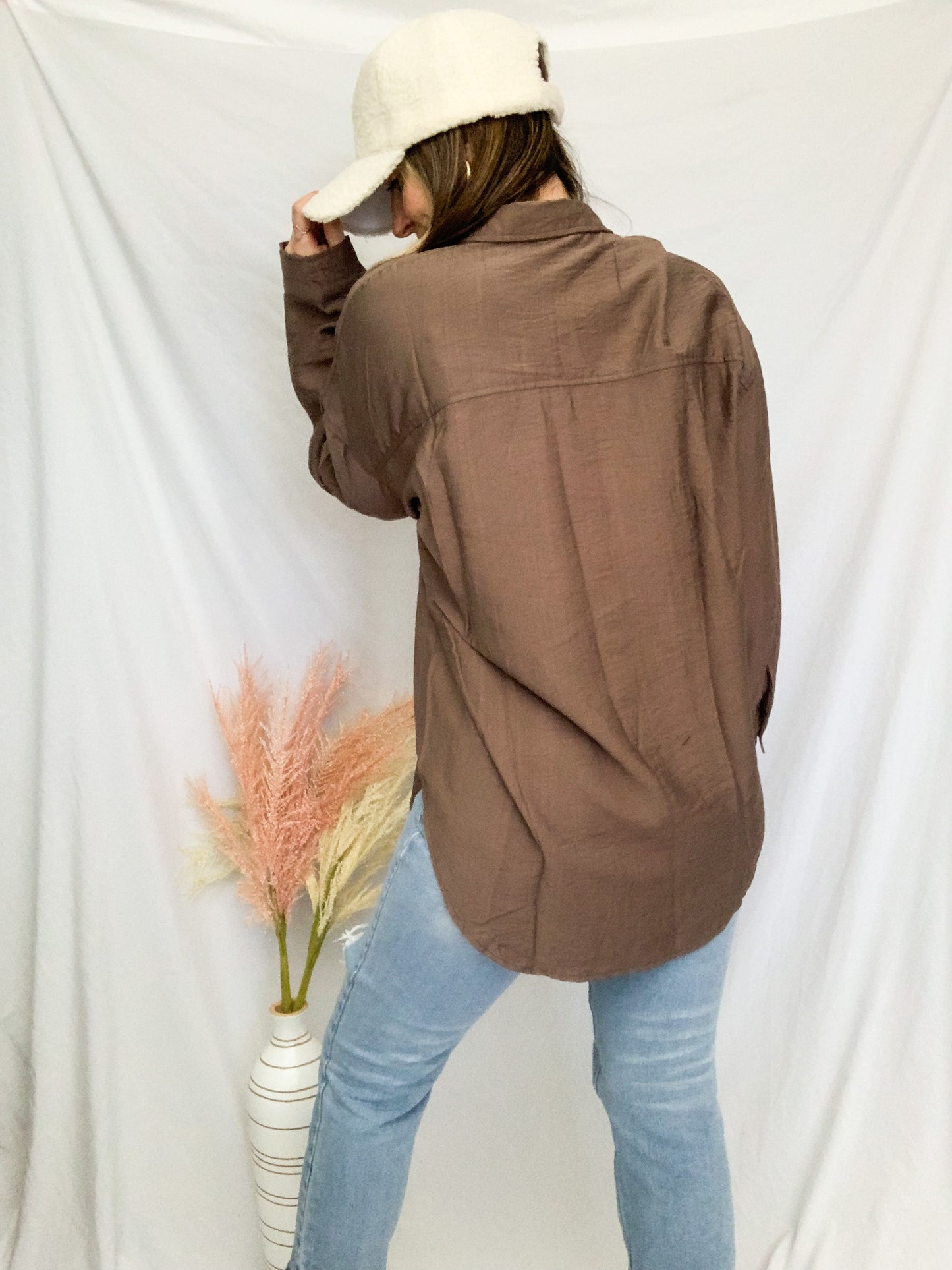 Nessa Button Up Top - Mocha