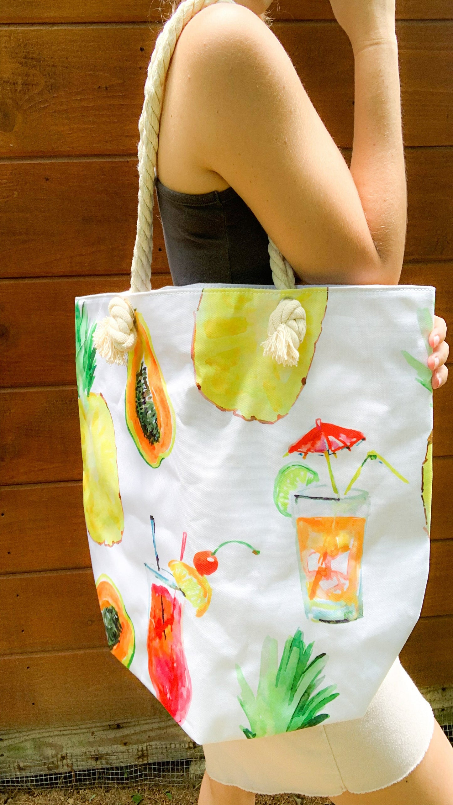 Beach Weekend Away Beach Tote - White