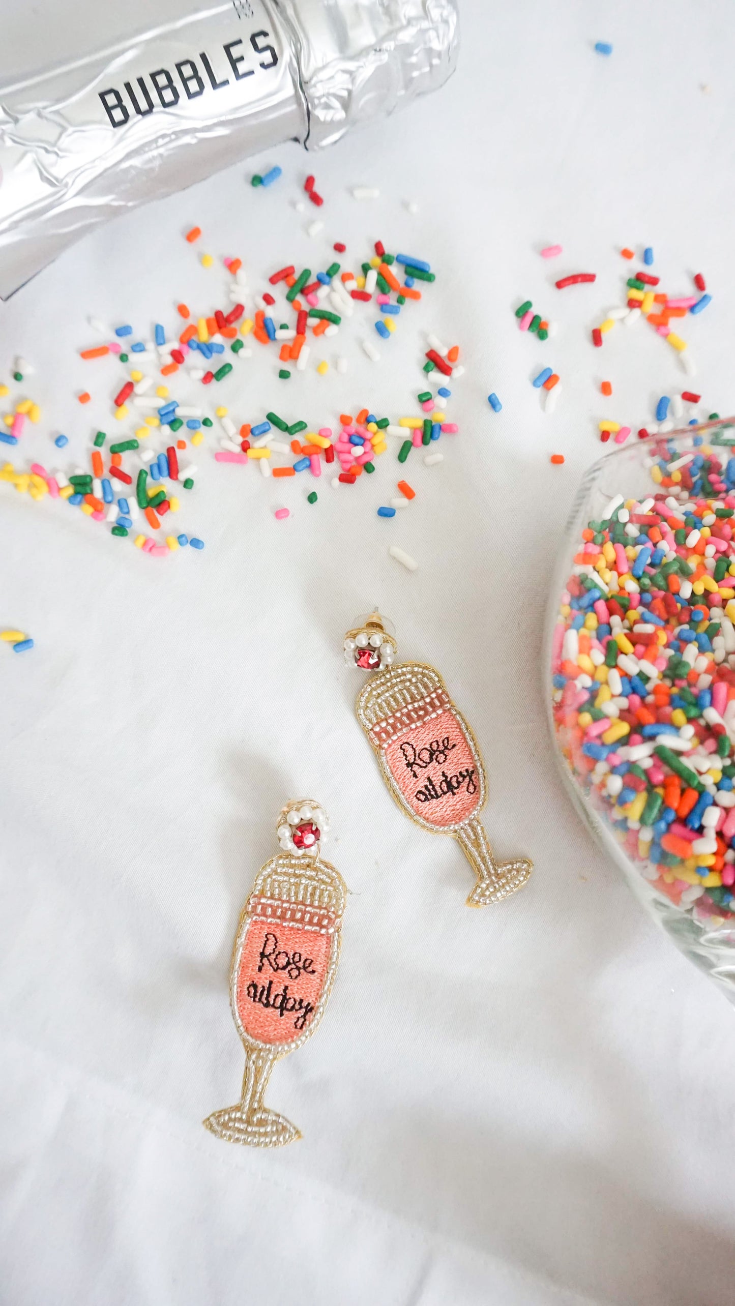 Rose on Ice Beaded Earrings - Pink