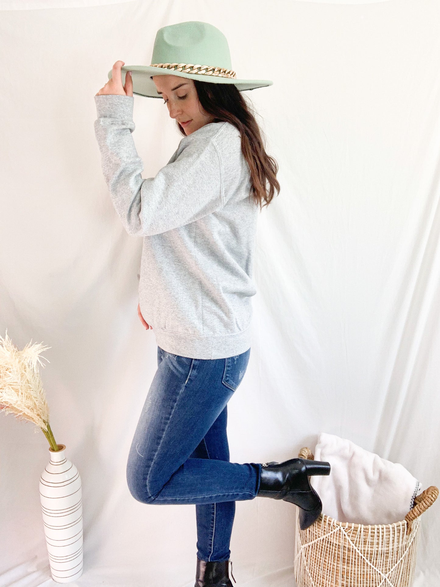 Champagne for Breakfast Graphic Sweatshirt - Heather Gray