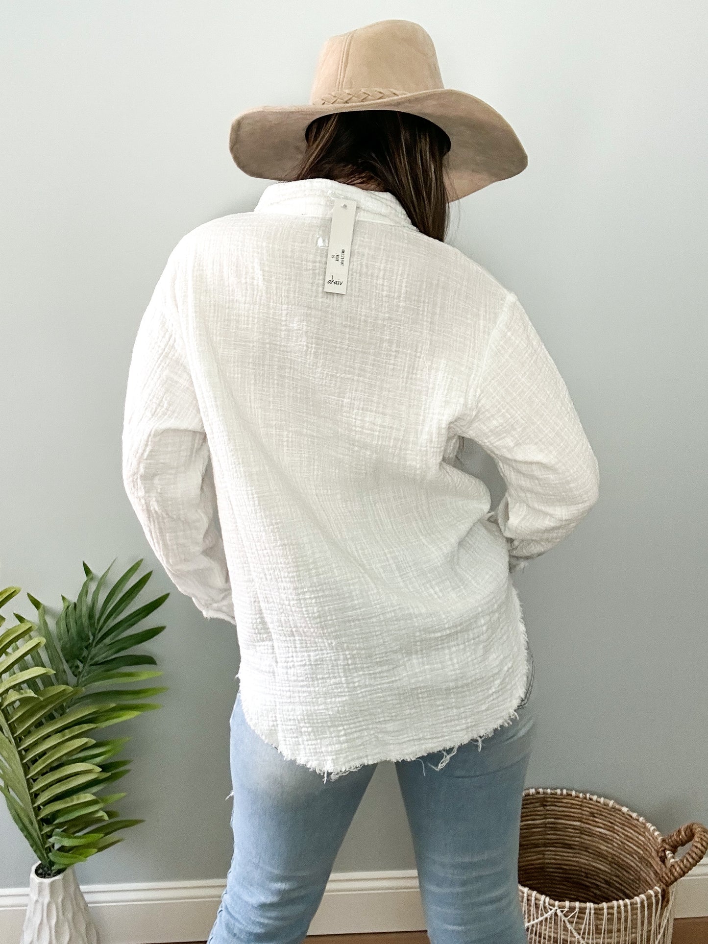 Kelsie Button Up Top - Ivory