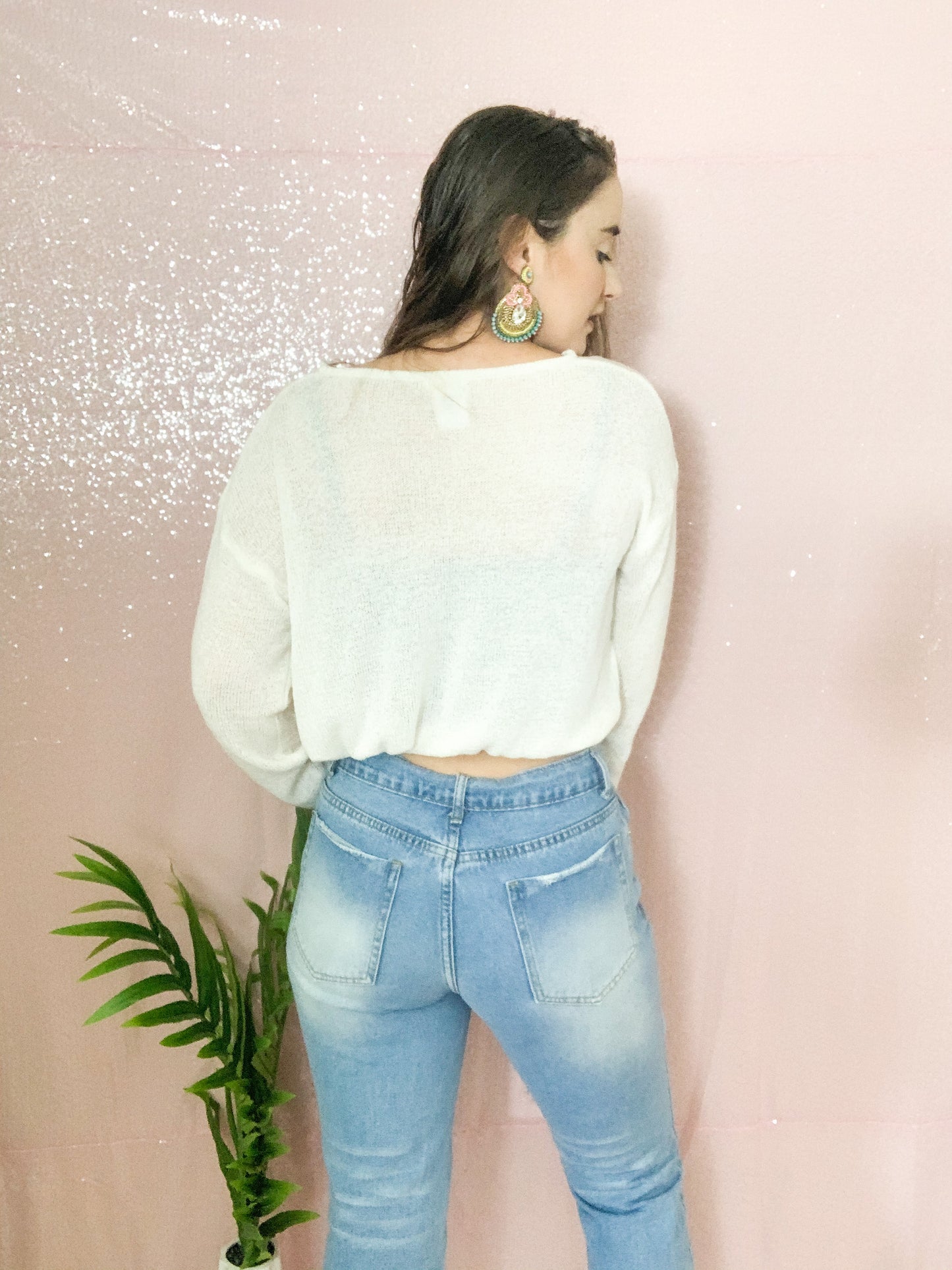 Espresso Run Crop Sweater - Off White