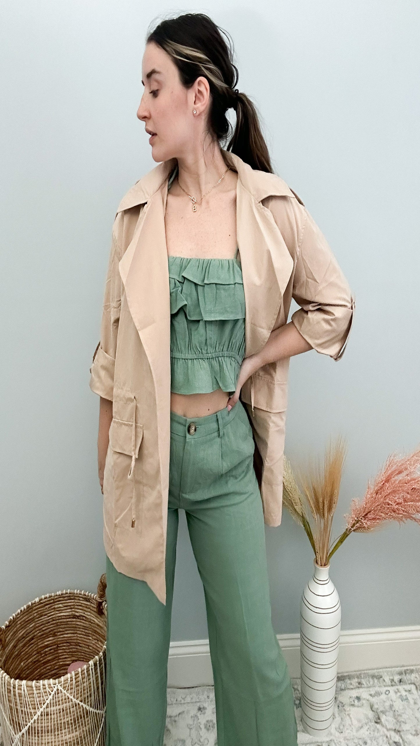 Johanna Collared Jacket - Khaki