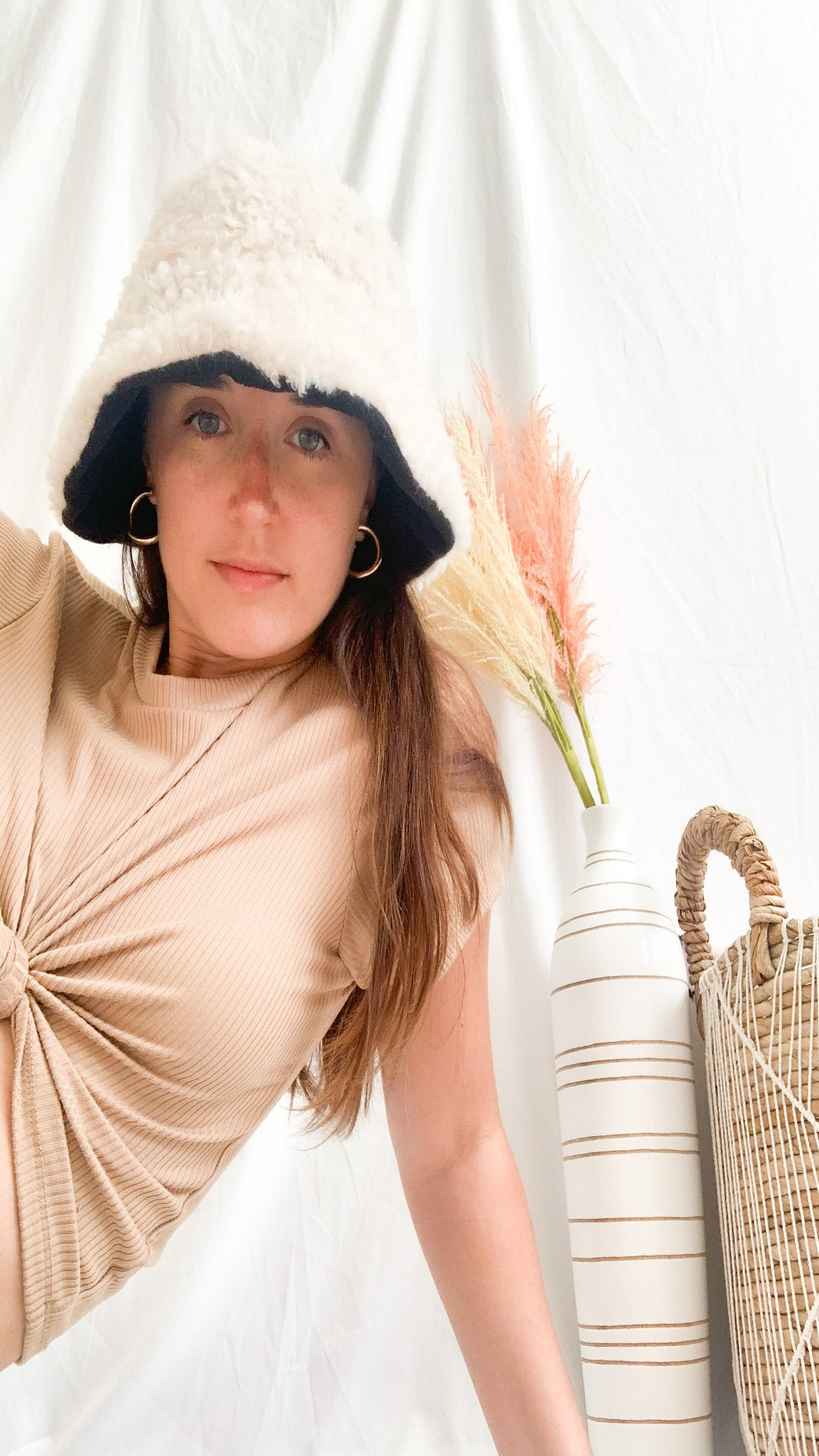 Saturdays in Brooklyn Faux Sherpa Bucket Hat - Ivory