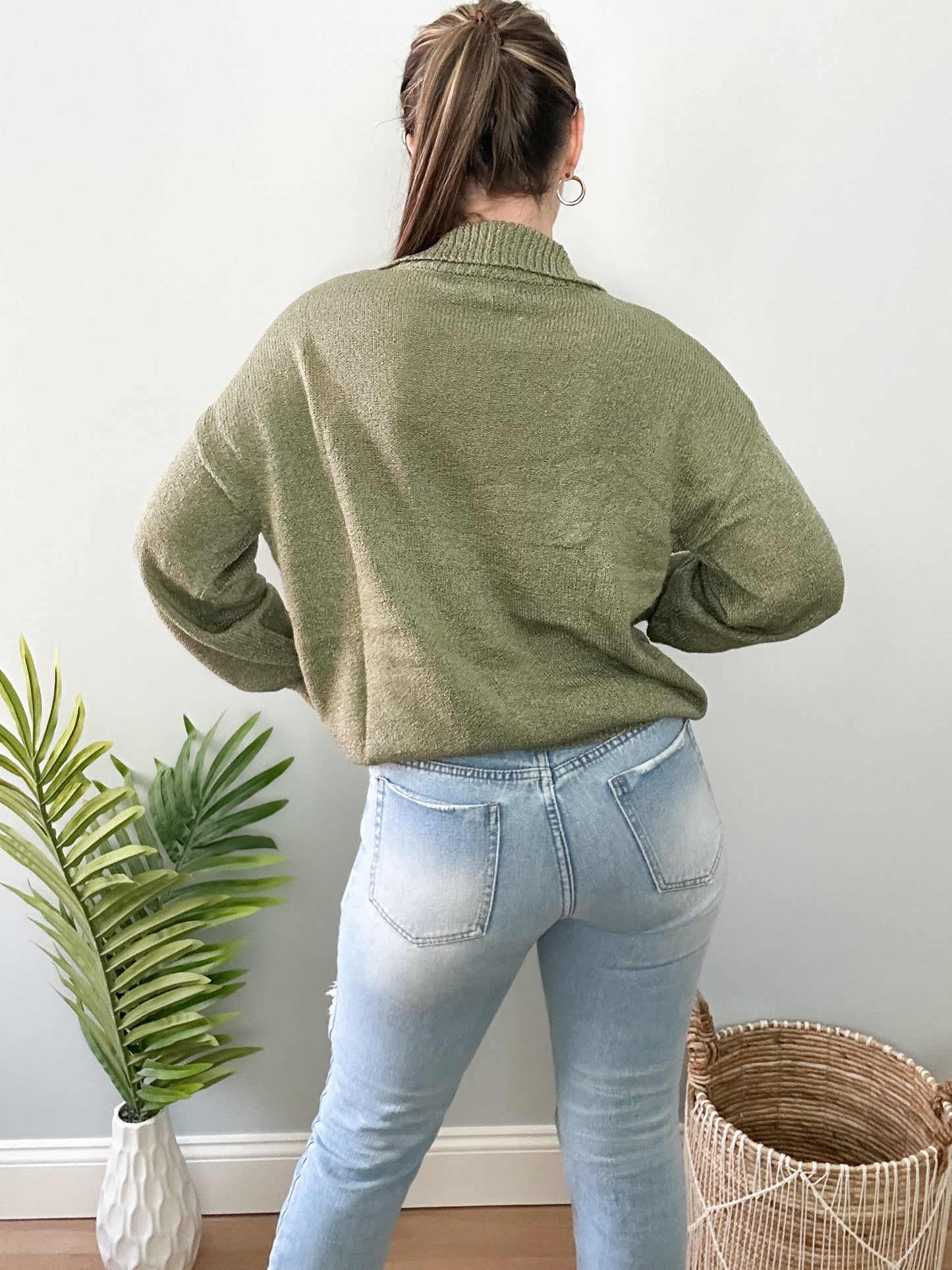Sadie Sweater Top - Olive