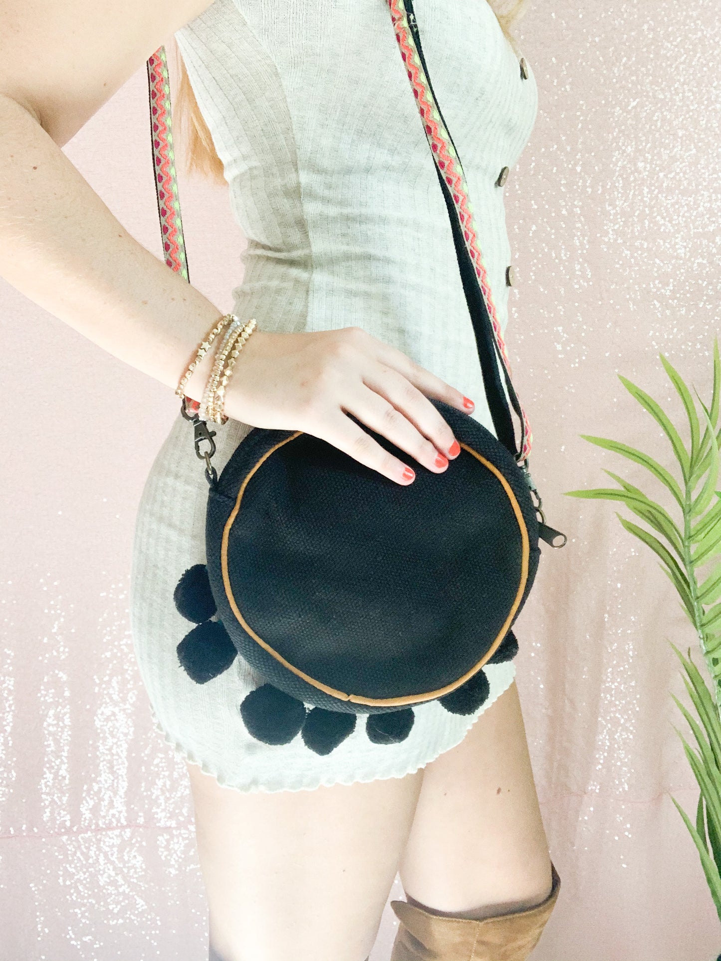 Express Yourself Tambourine Crossbody - Black