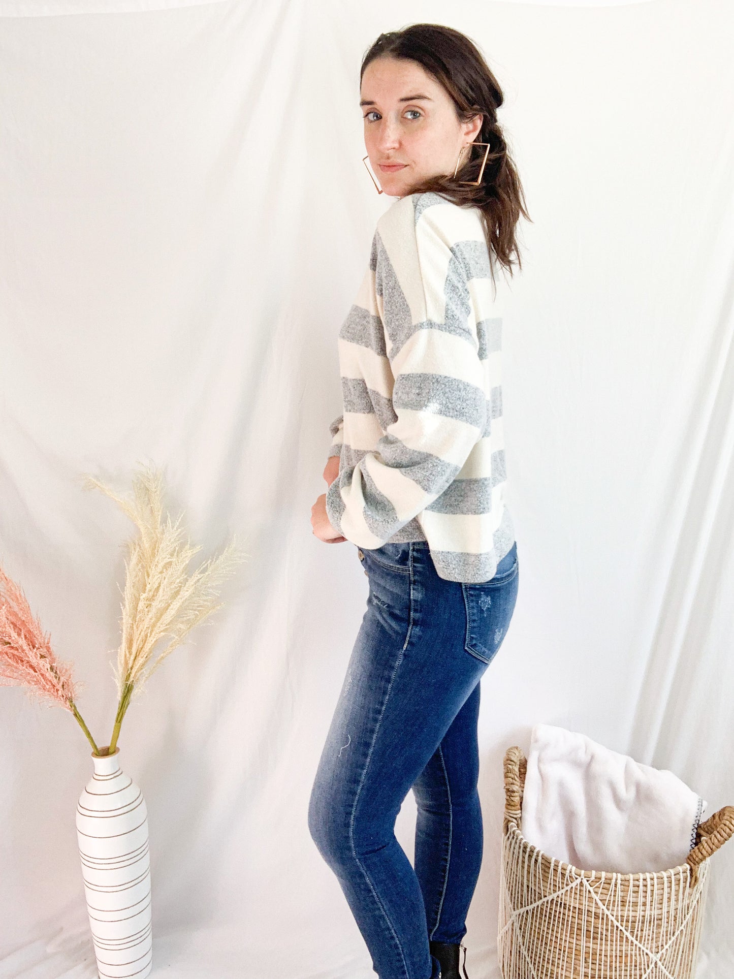 Cute and Cozy Stripe Sweater - Cream