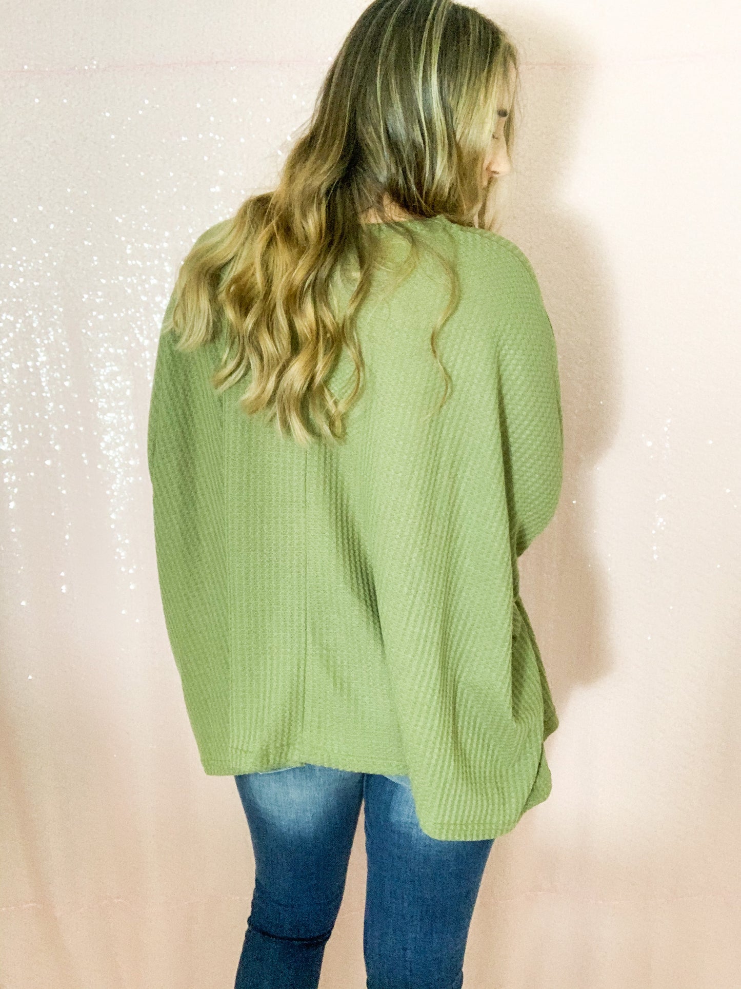 So Posh Waffle Knit Top - Olive