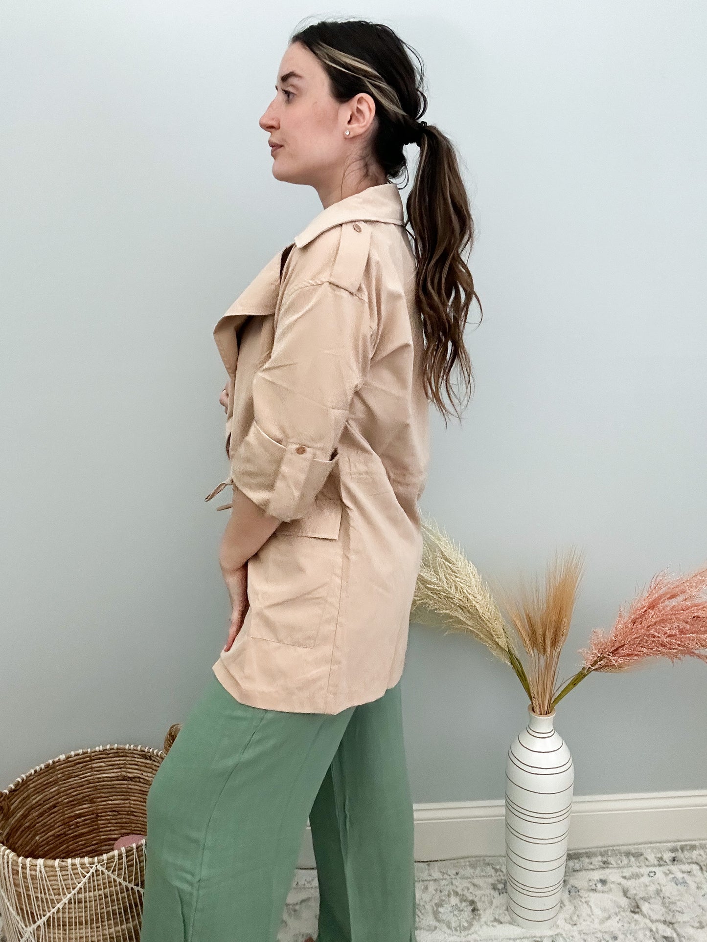 Johanna Collared Jacket - Khaki