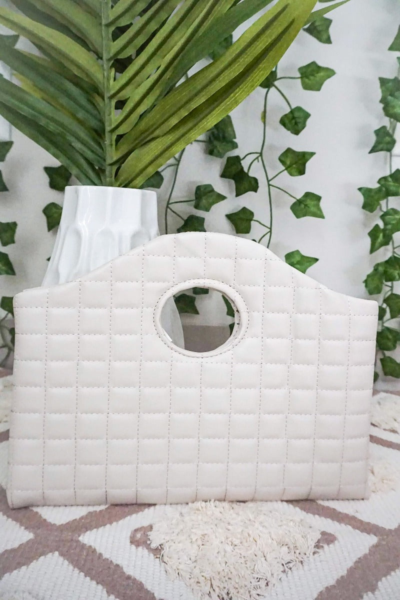 Milan Style Quilted Leather Bag -Ivory