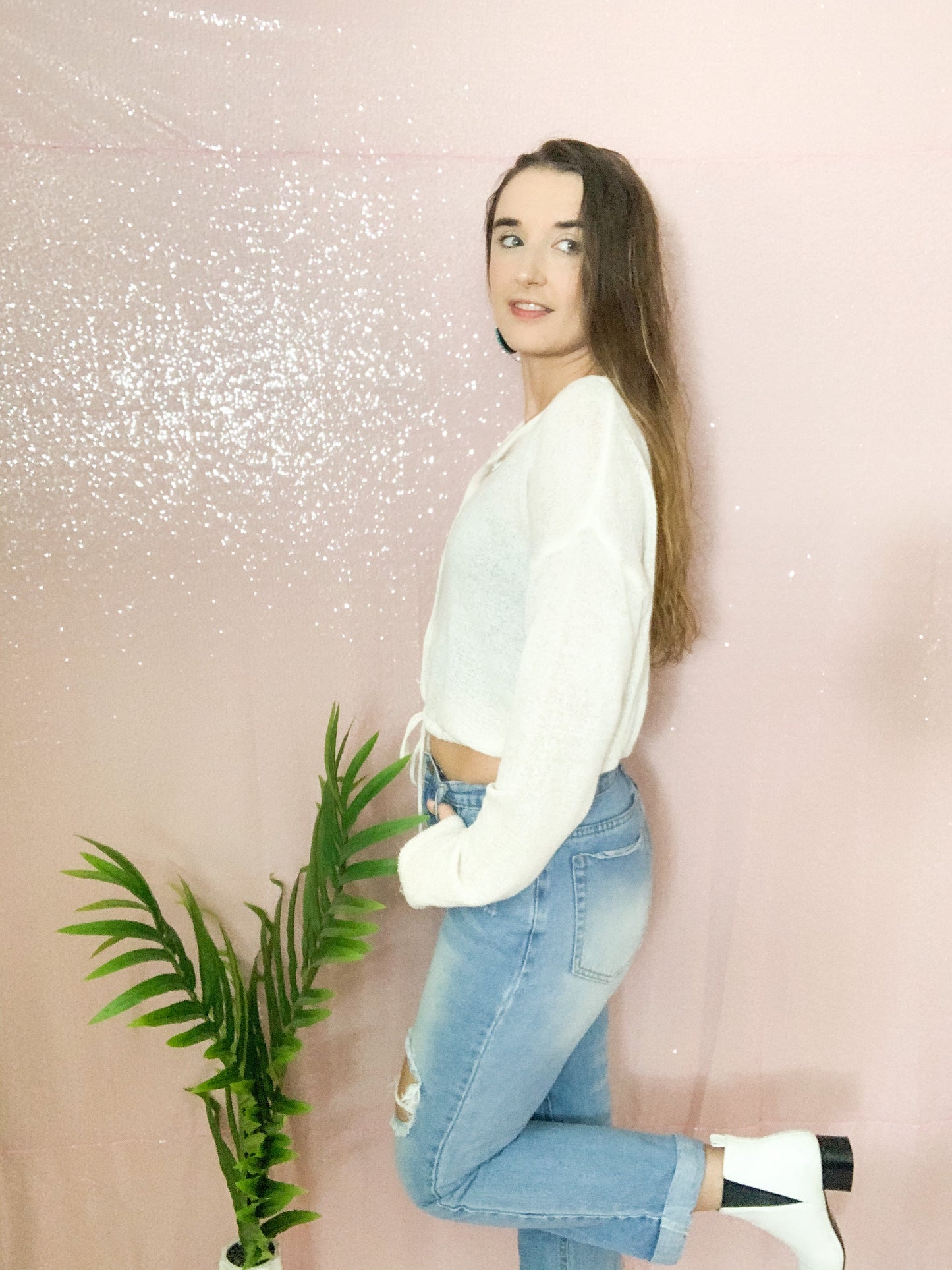 Espresso Run Crop Sweater - Off White