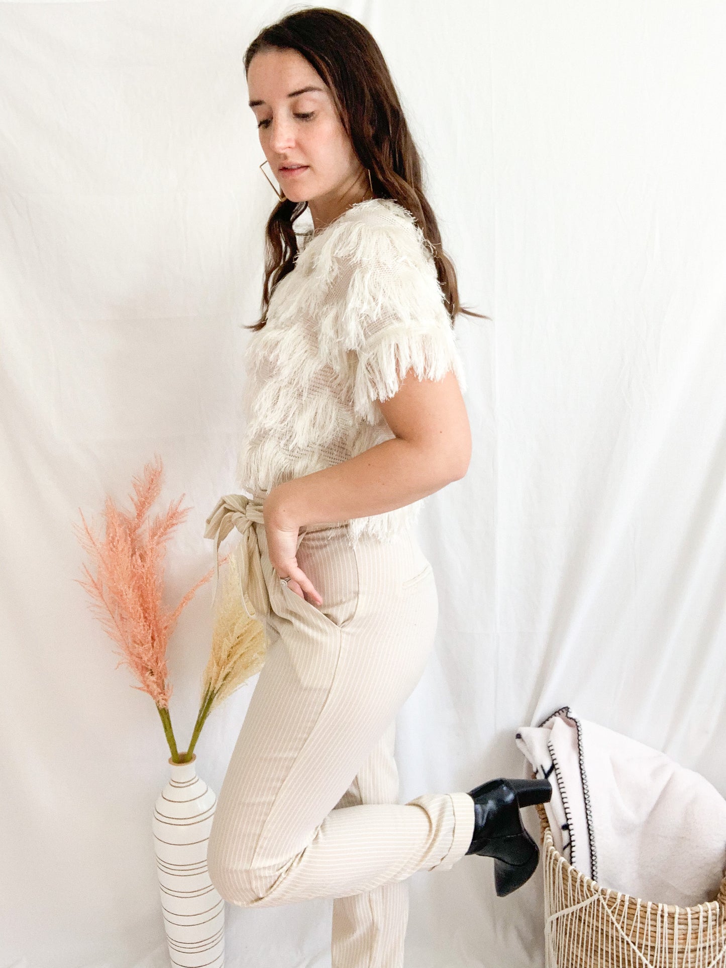 Ticket to Style Fringe Top - Cream
