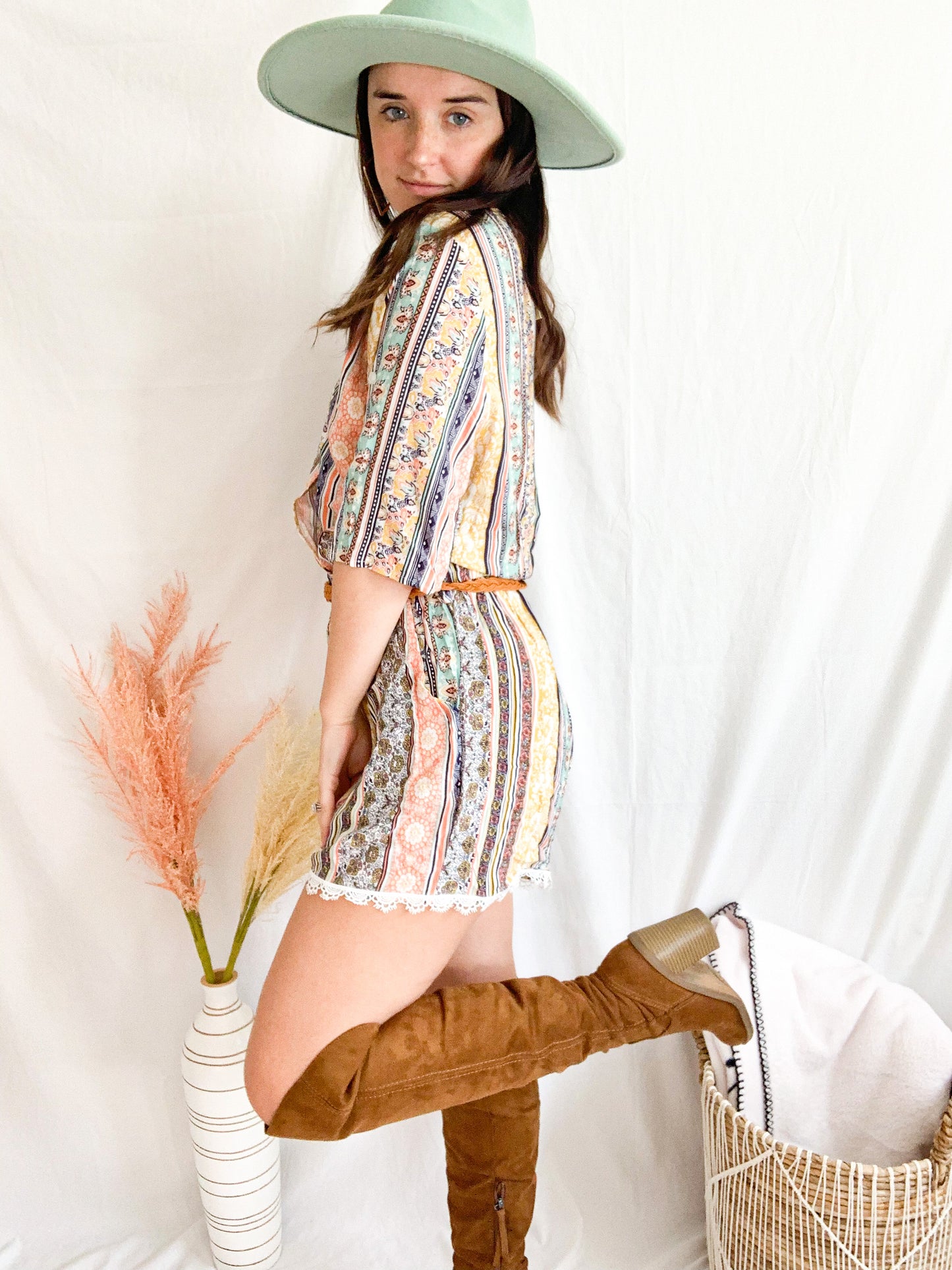 Highway to Happiness Romper- Peach