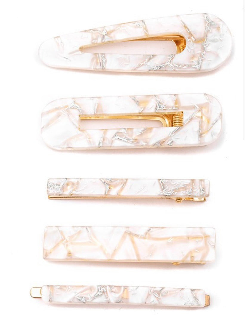Uptown Girl Marble Hair Clips -Multi Color