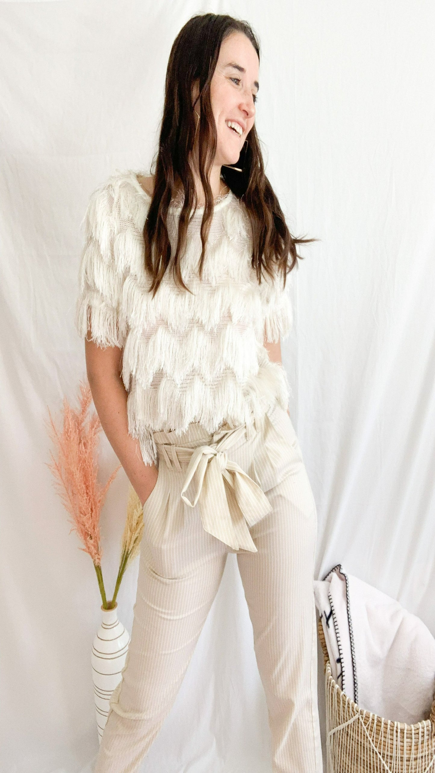 Ticket to Style Fringe Top - Cream