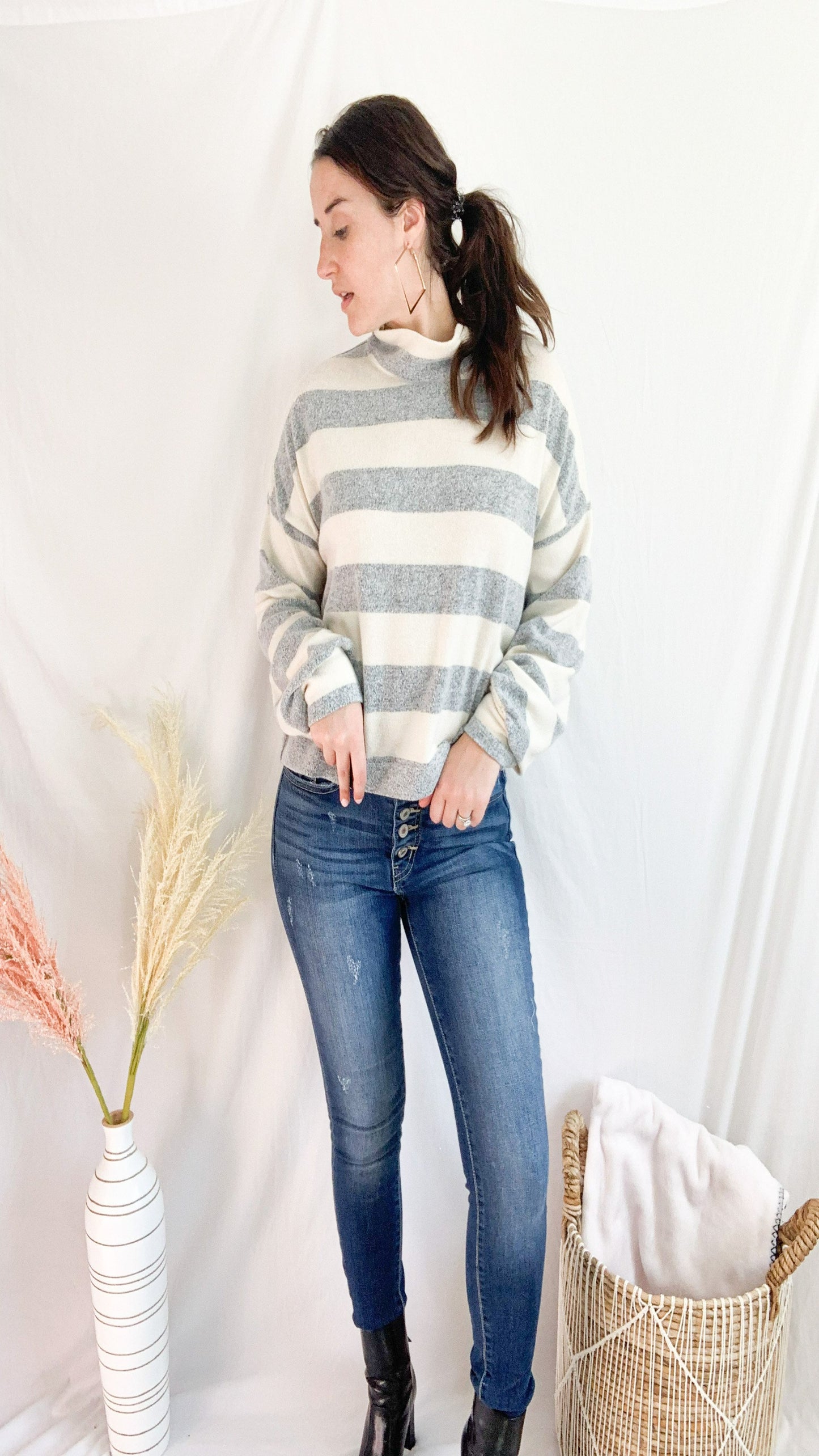 Cute and Cozy Stripe Sweater - Cream