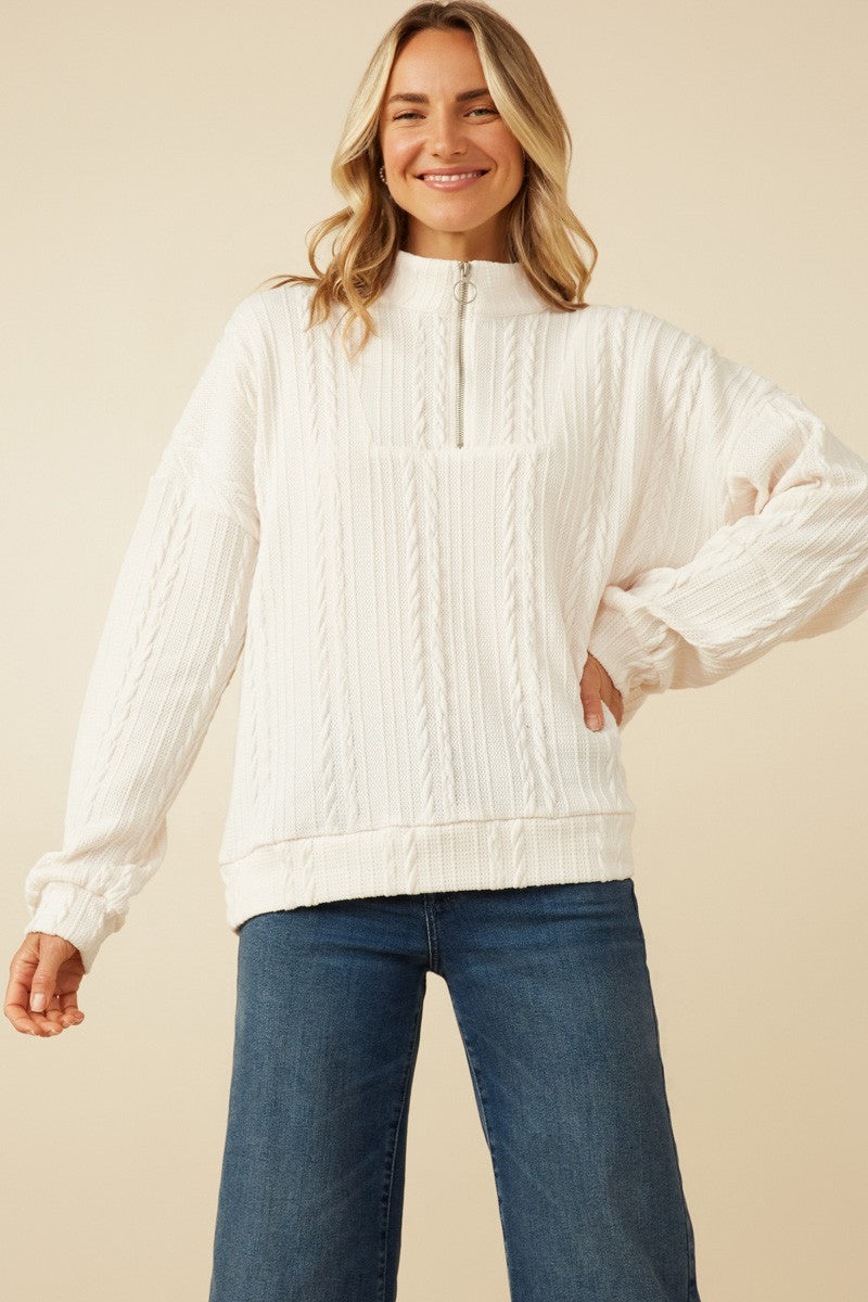 Cabin Crush Cable Knit Sweater - Ivory
