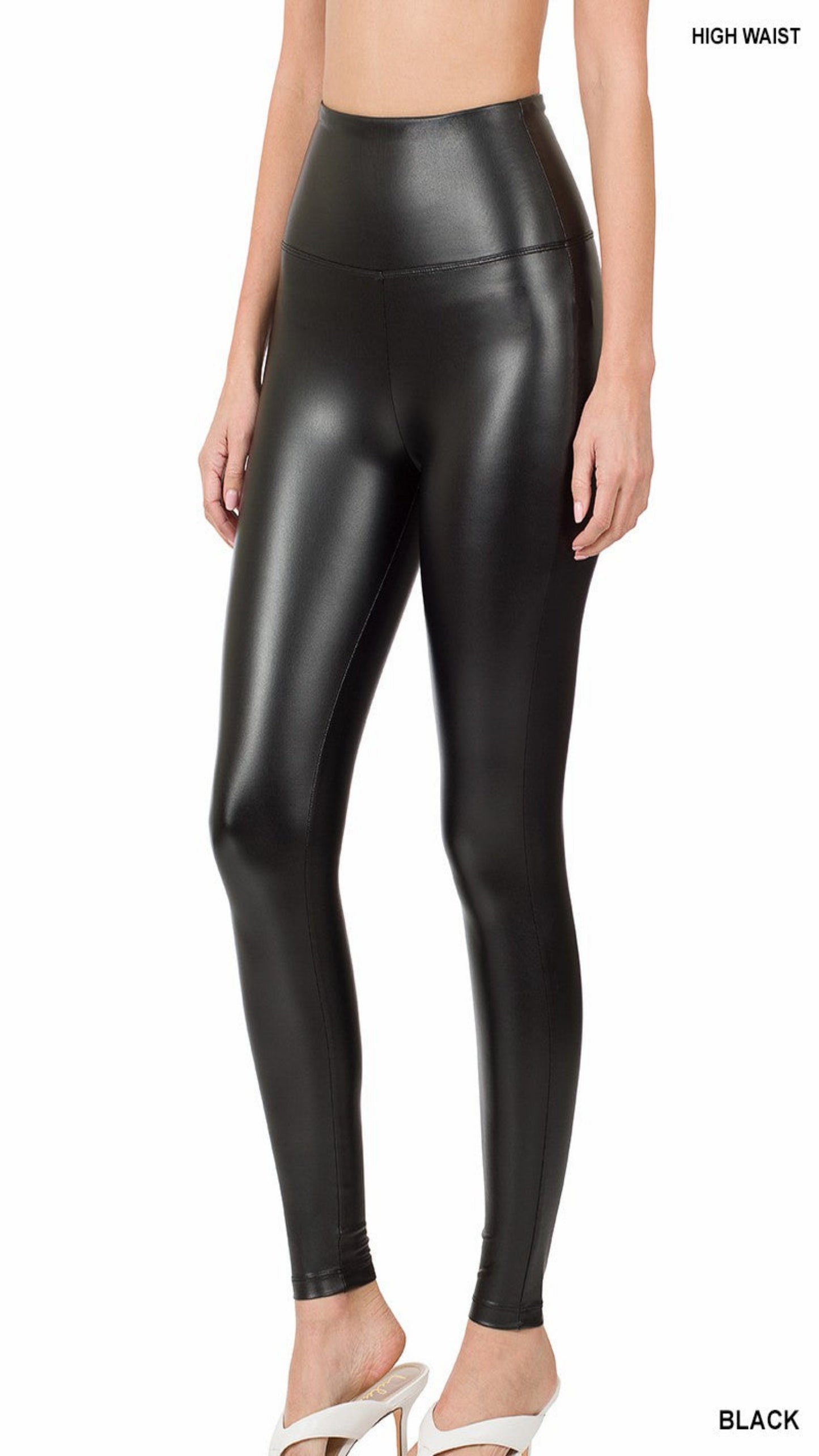 Kristen Faux Leather Leggings - Black