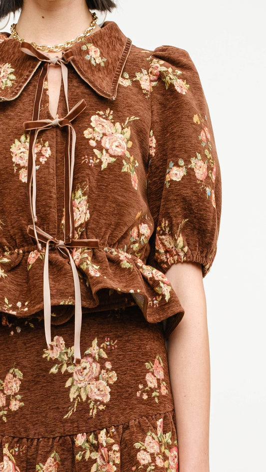 Merlot by the Tree Blouse - Dark Brown