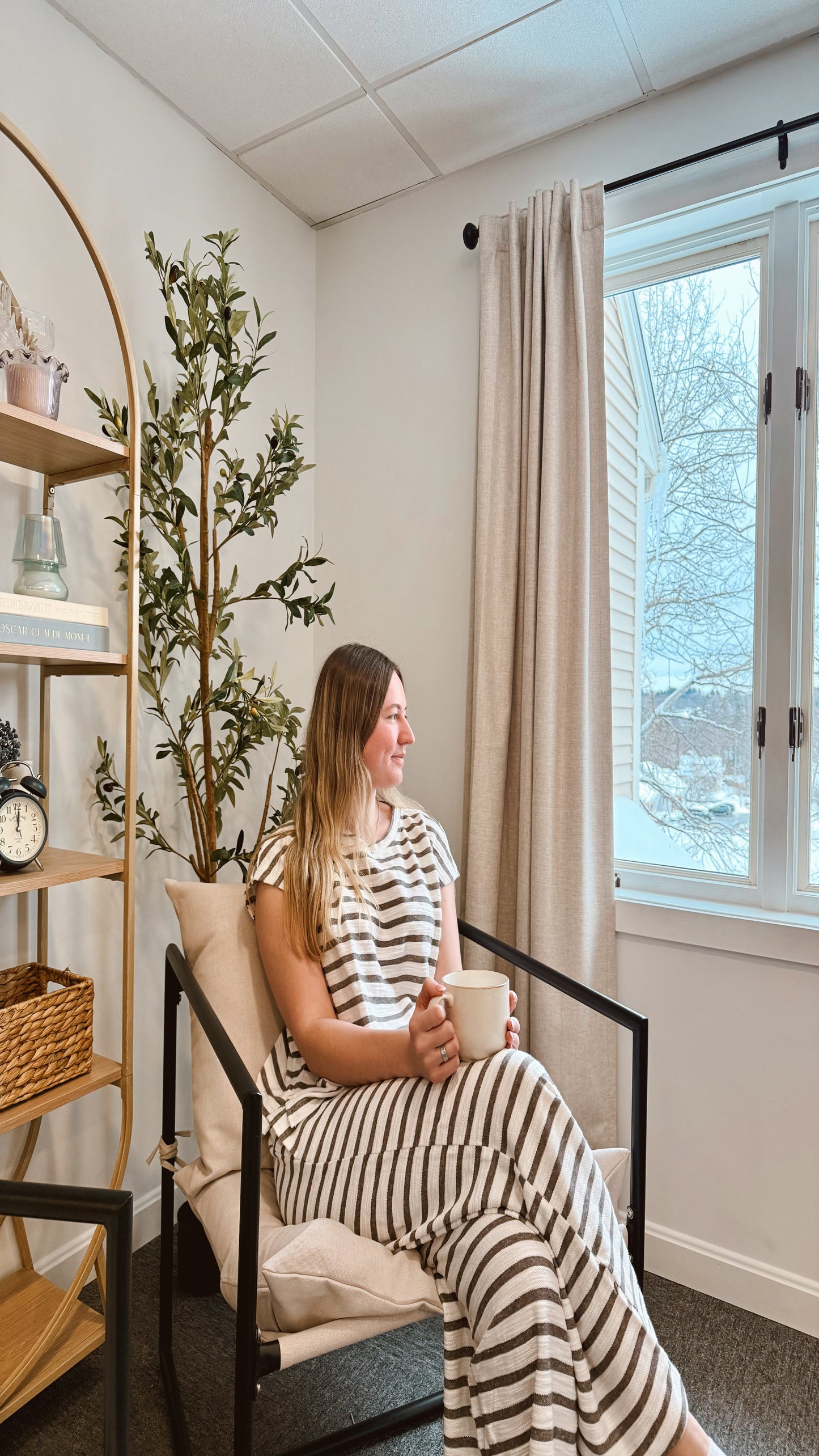 Cup of Coffee Stripe Set - Light Grey