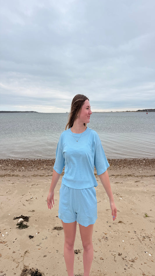 Blueberry Dreams Stripe Set - Baby Blue